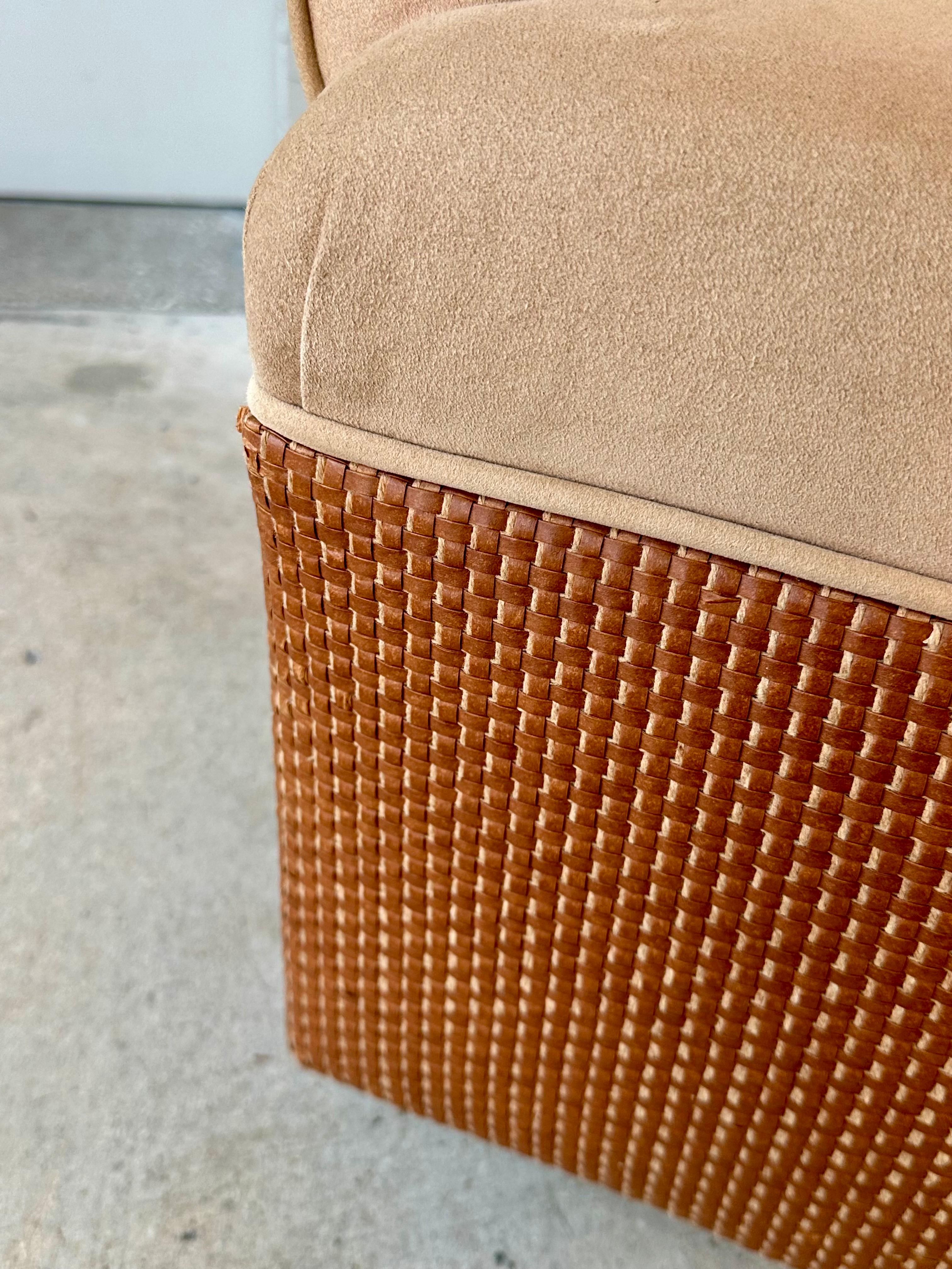 1980s Immaculate Milo Baughman Woven Leather Jute Rope Swivel Chairs, Set of 2 12