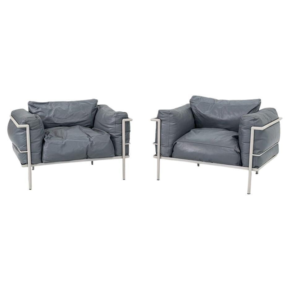 1980s In Style of A Pair of Le Corbusier Jeanneret Perriand LC3 Lounge Chairs