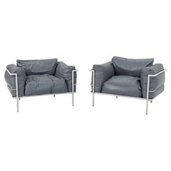 Años 80 En el estilo de una pareja de butacas Le Corbusier Jeanneret Perriand LC3