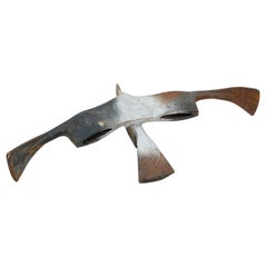 1980s Industrial Art Iron Pickaxe Eagle Sculpture Vintage Salvage Metal