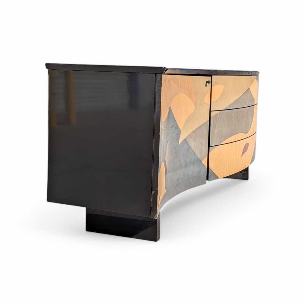 Buffet en bois marqueté des années 1980 par Carlo Malnati Credenza Buffet, Postmoderne en vente 3