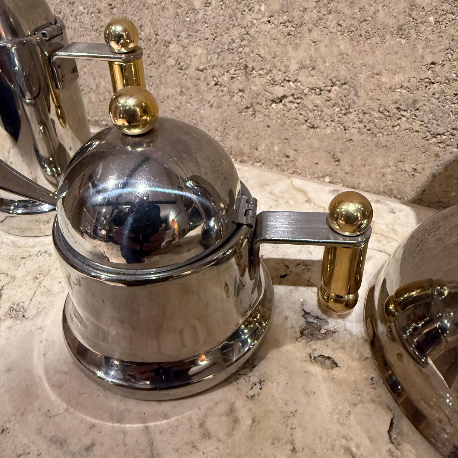 1980er Jahre Inoxpran Italienische Kaffee Moka Kanne Creamer Zucker Set im Angebot 1
