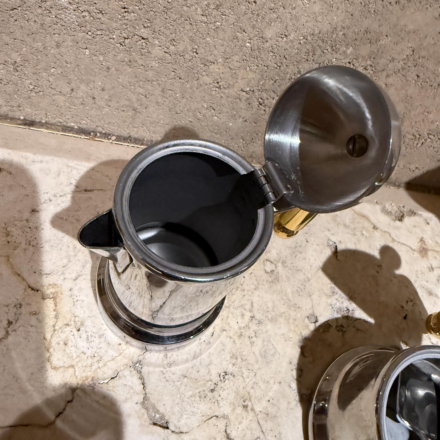 1980er Jahre Inoxpran Italienische Kaffee Moka Kanne Creamer Zucker Set im Angebot 3