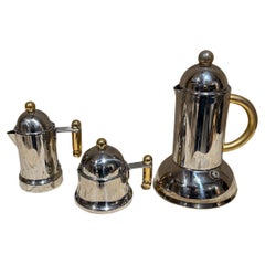 1980s Inoxpran Italian Coffee Moka Pot Creamer Sugar Set