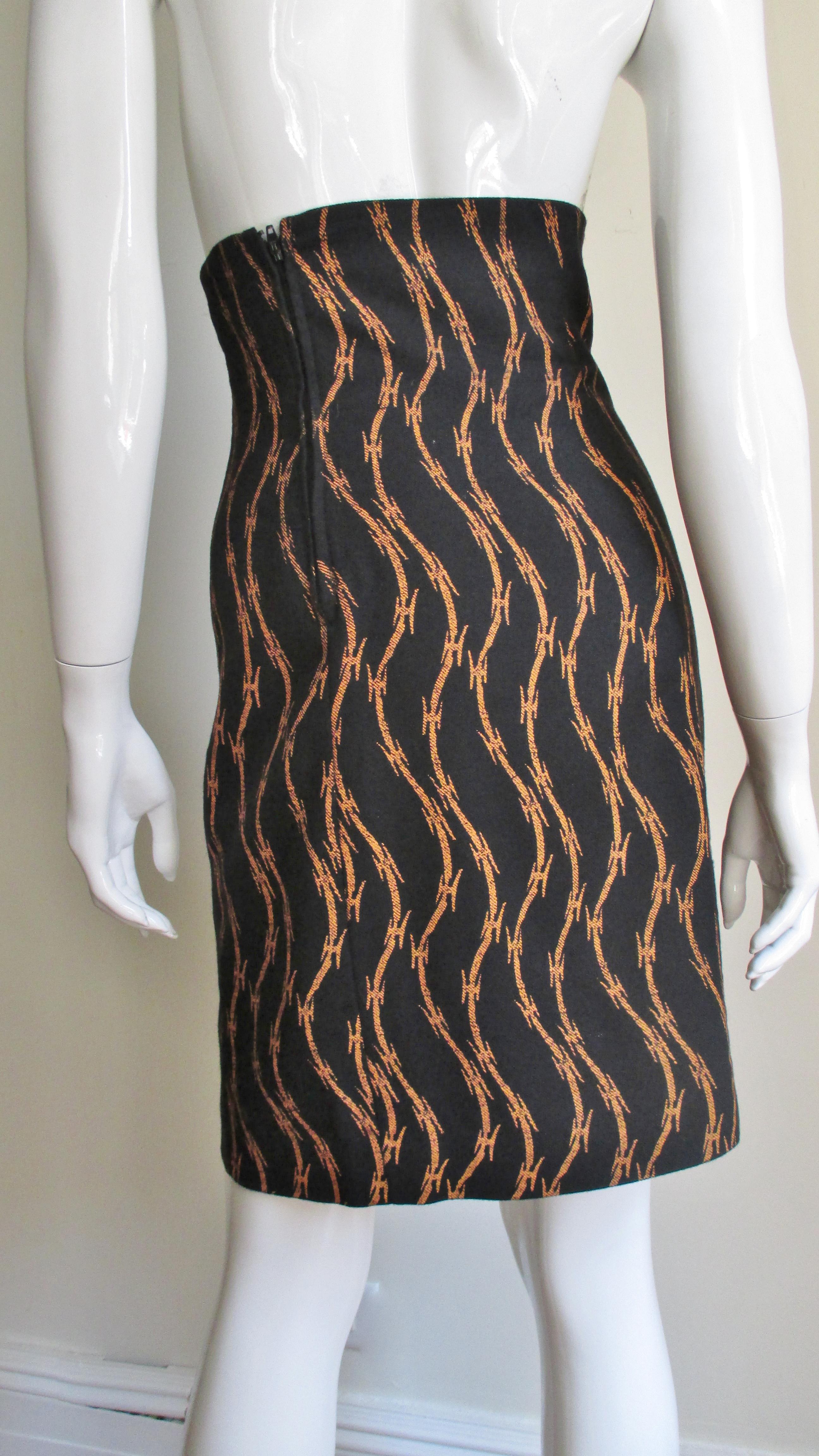 Women's Stephen Sprouse Iconic Barb Wire Print Skirt 1980s For Sale