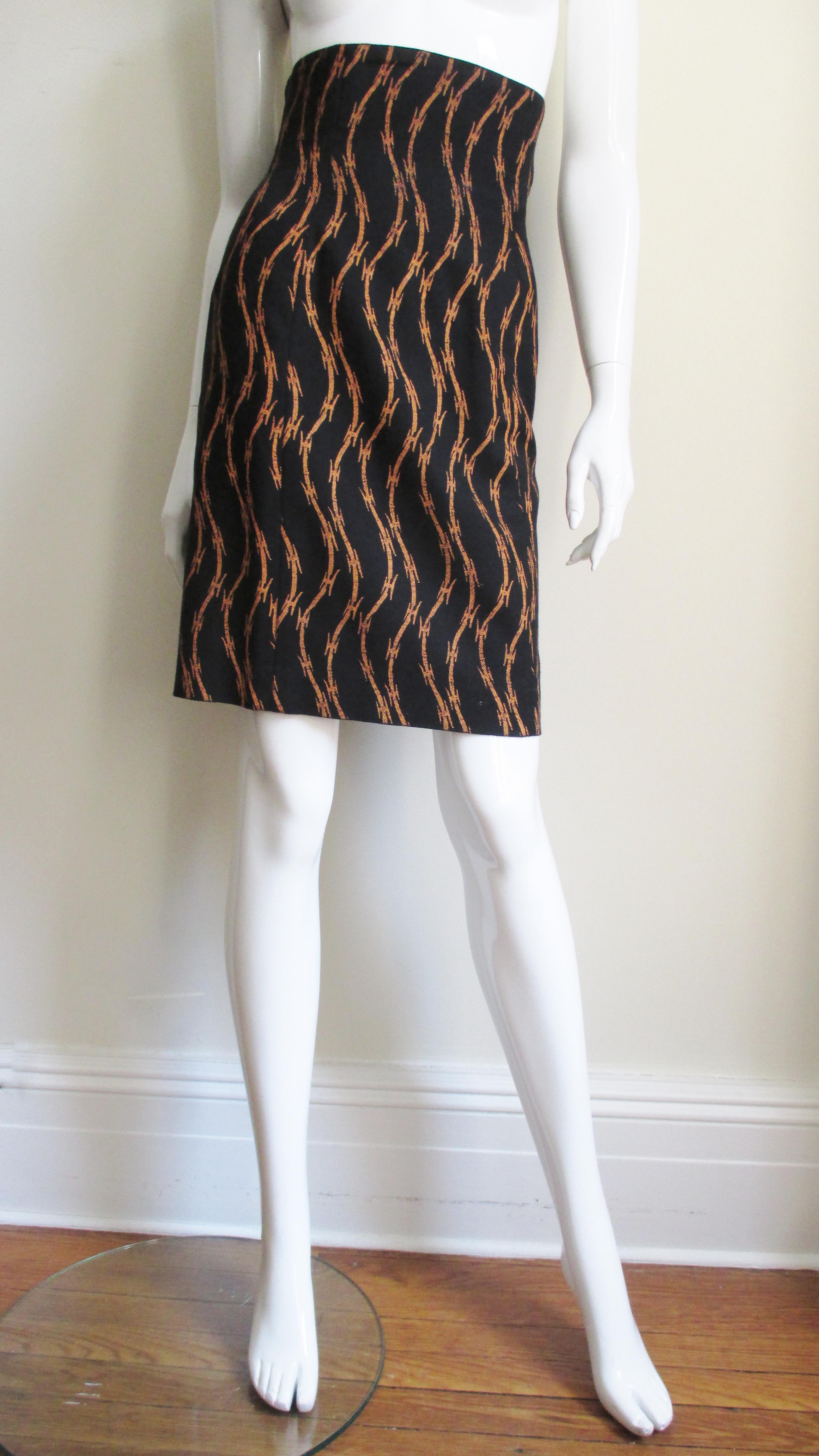 Stephen Sprouse Iconic Barb Wire Print Skirt 1980s In Good Condition For Sale In Water Mill, NY