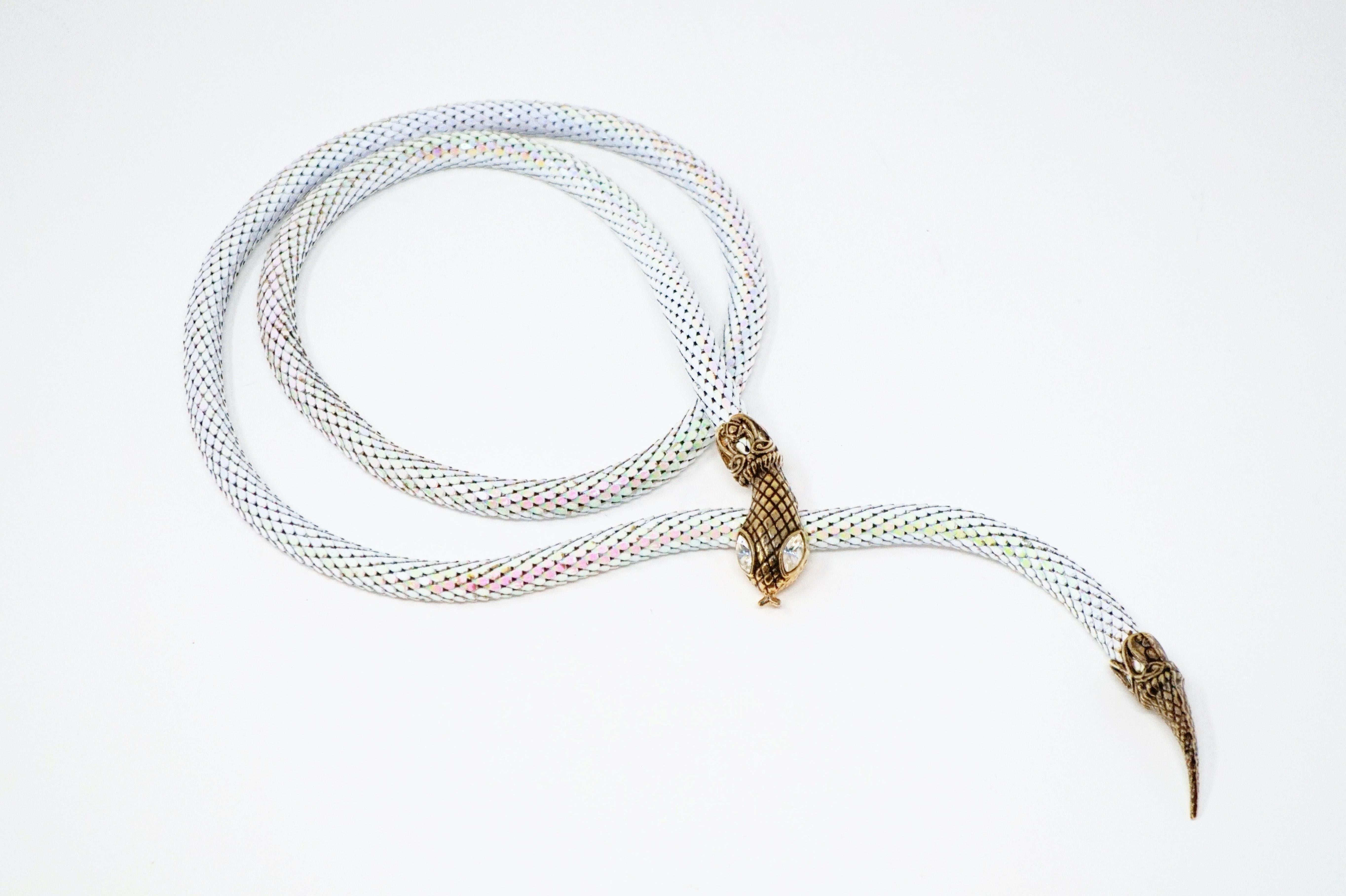 1980s Iridescent Mesh Snake Belt or Necklace by DL Auld Co, Signed 4