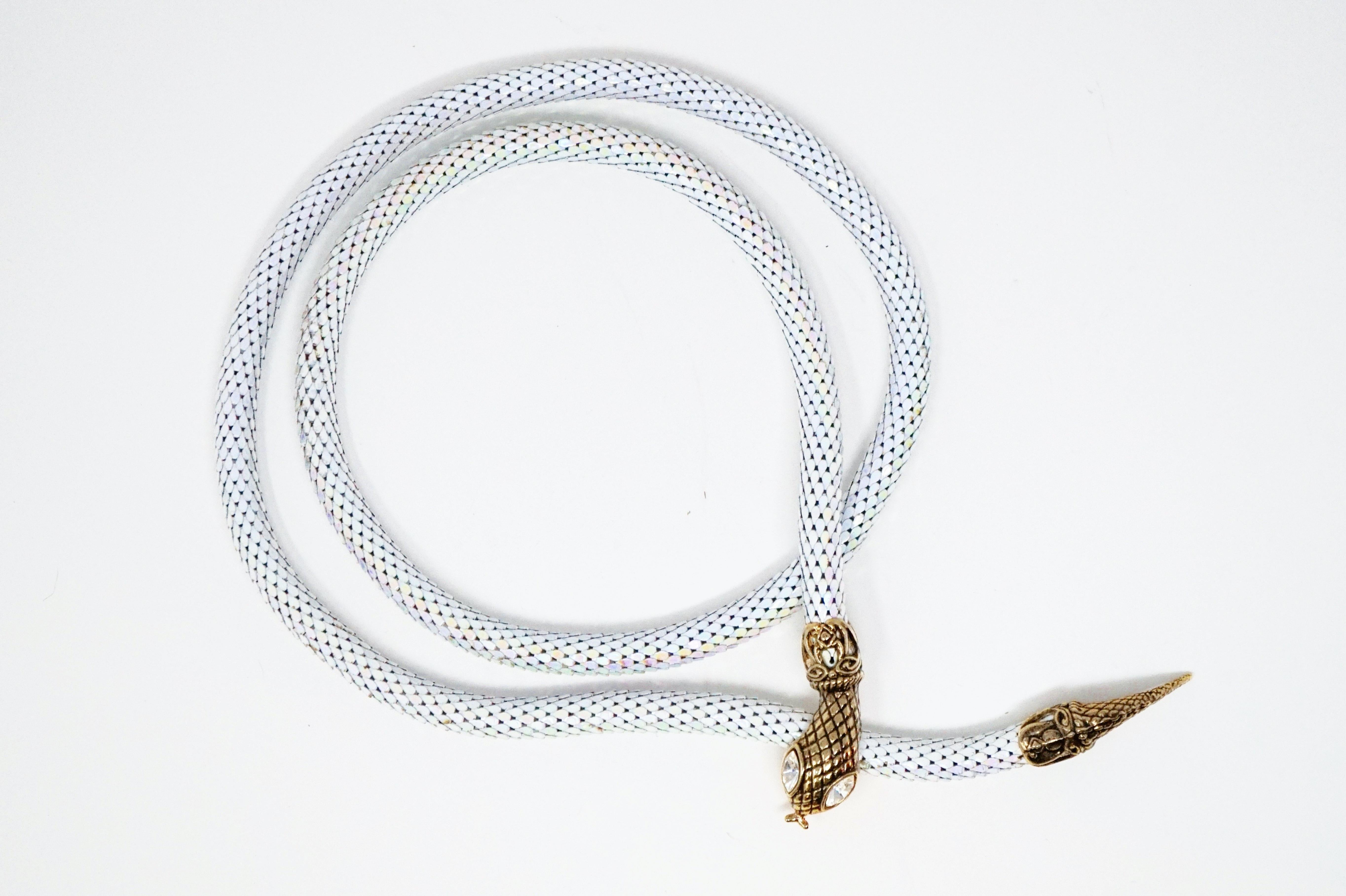 1980s Iridescent Mesh Snake Belt or Necklace by DL Auld Co, Signed 5