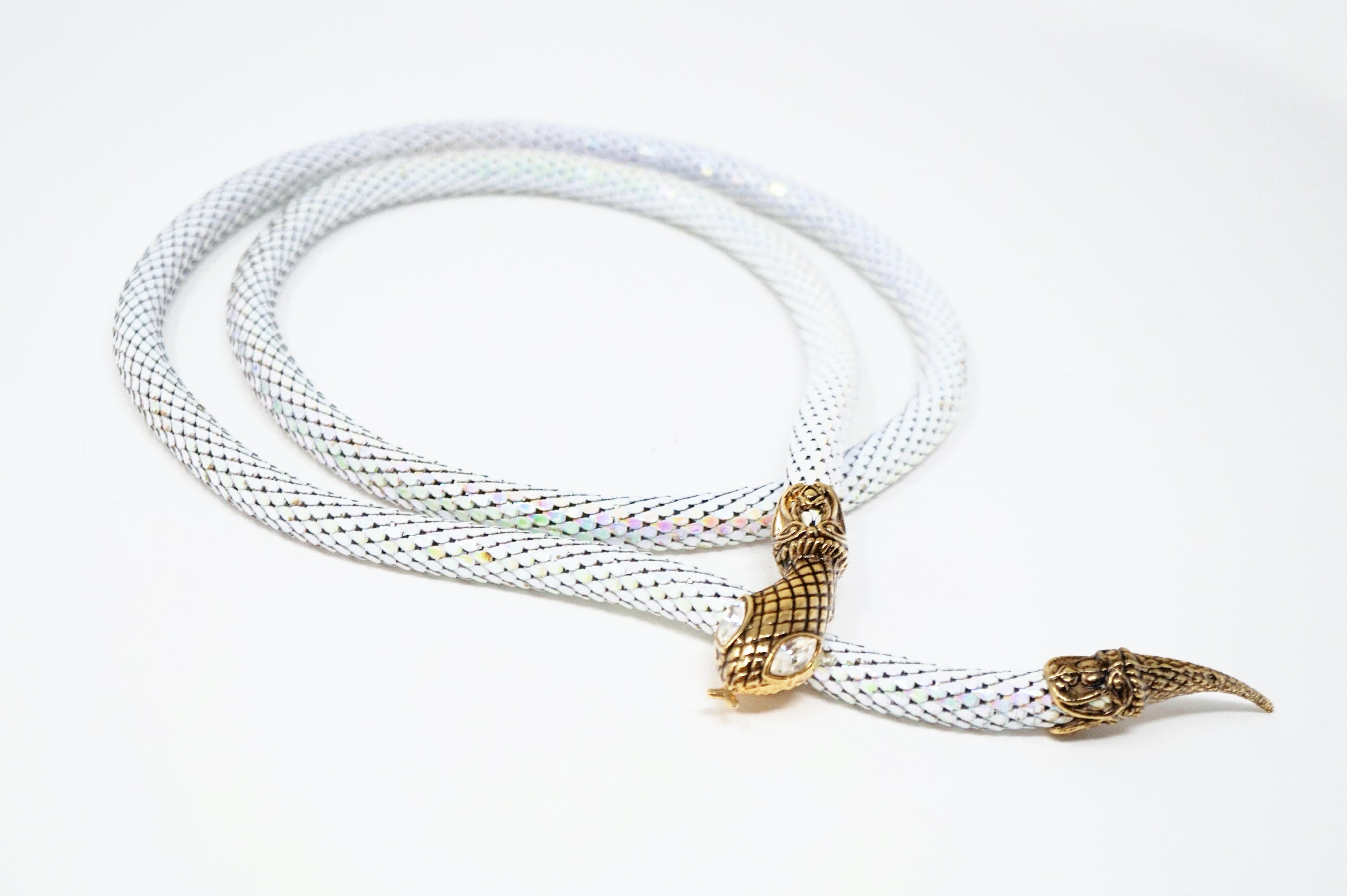 1980s Iridescent Mesh Snake Belt or Necklace by DL Auld Co, Signed 6