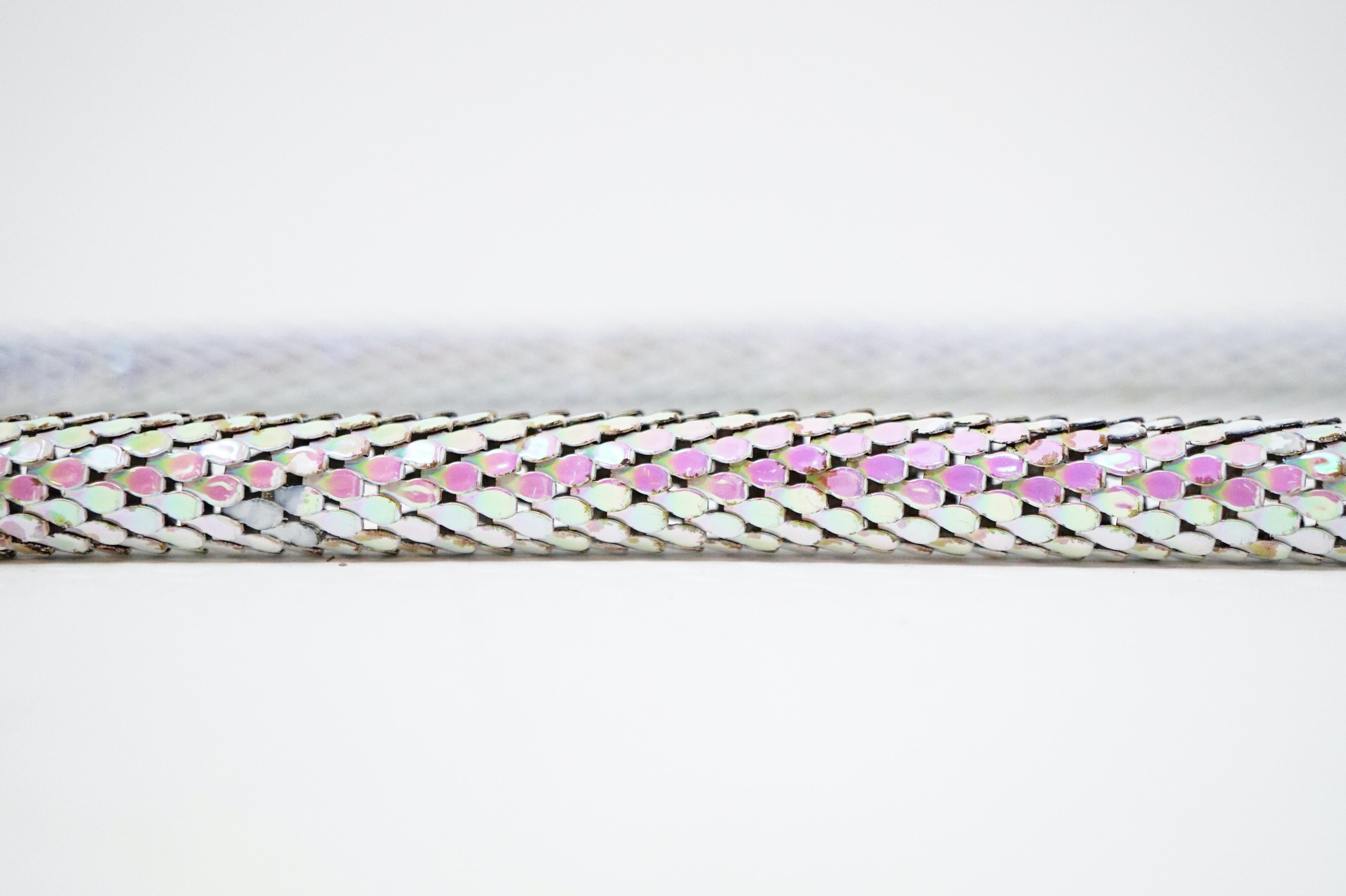 Gray 1980s Iridescent Mesh Snake Belt or Necklace by DL Auld Co, Signed