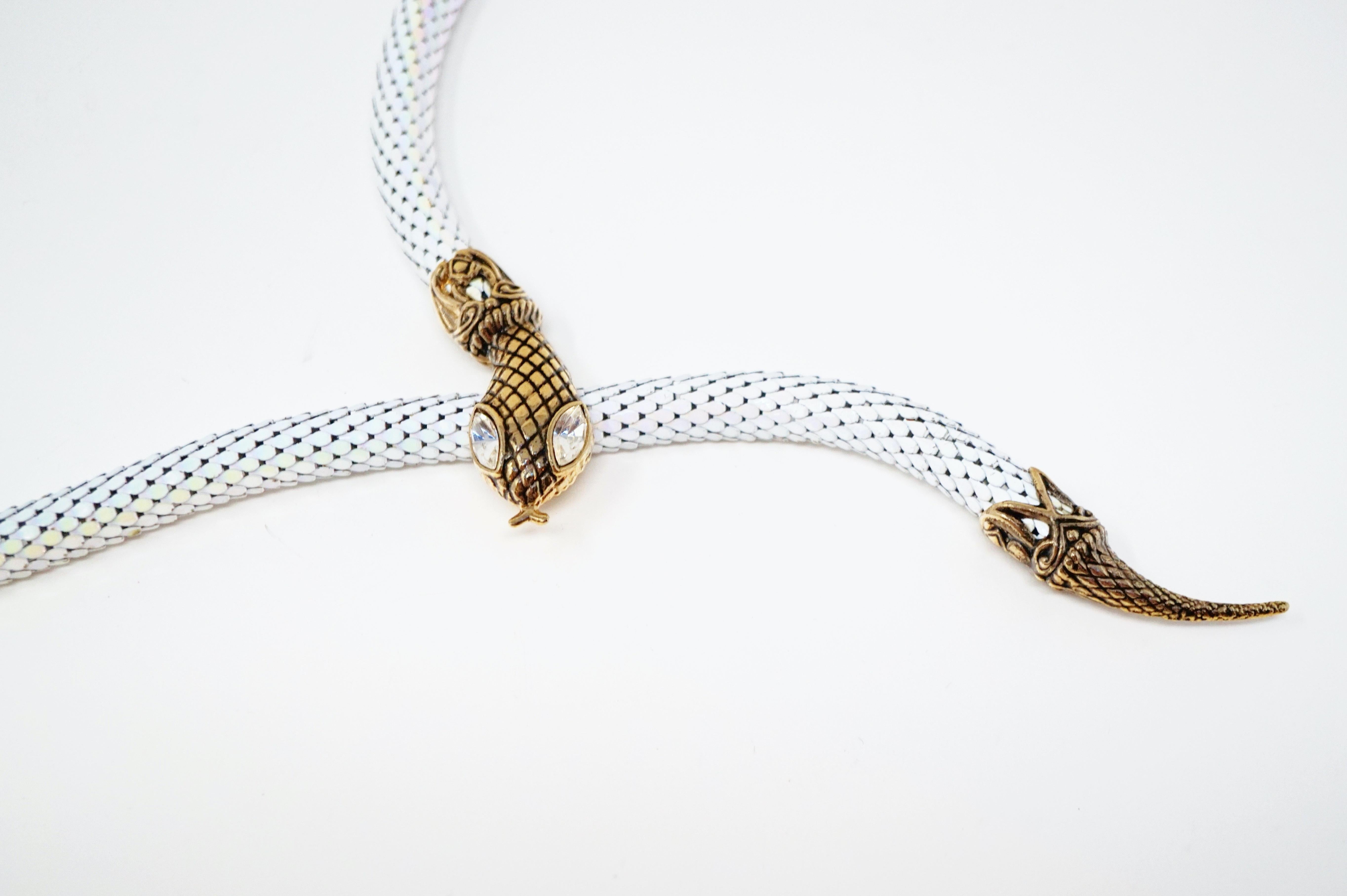 1980s Iridescent Mesh Snake Belt or Necklace by DL Auld Co, Signed 1