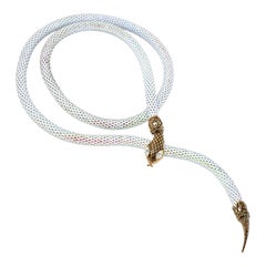 Vintage 1980s Iridescent Mesh Snake Belt or Necklace by DL Auld Co, Signed