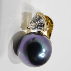 1980s Iridescent Pearl Rhinestone Earrings