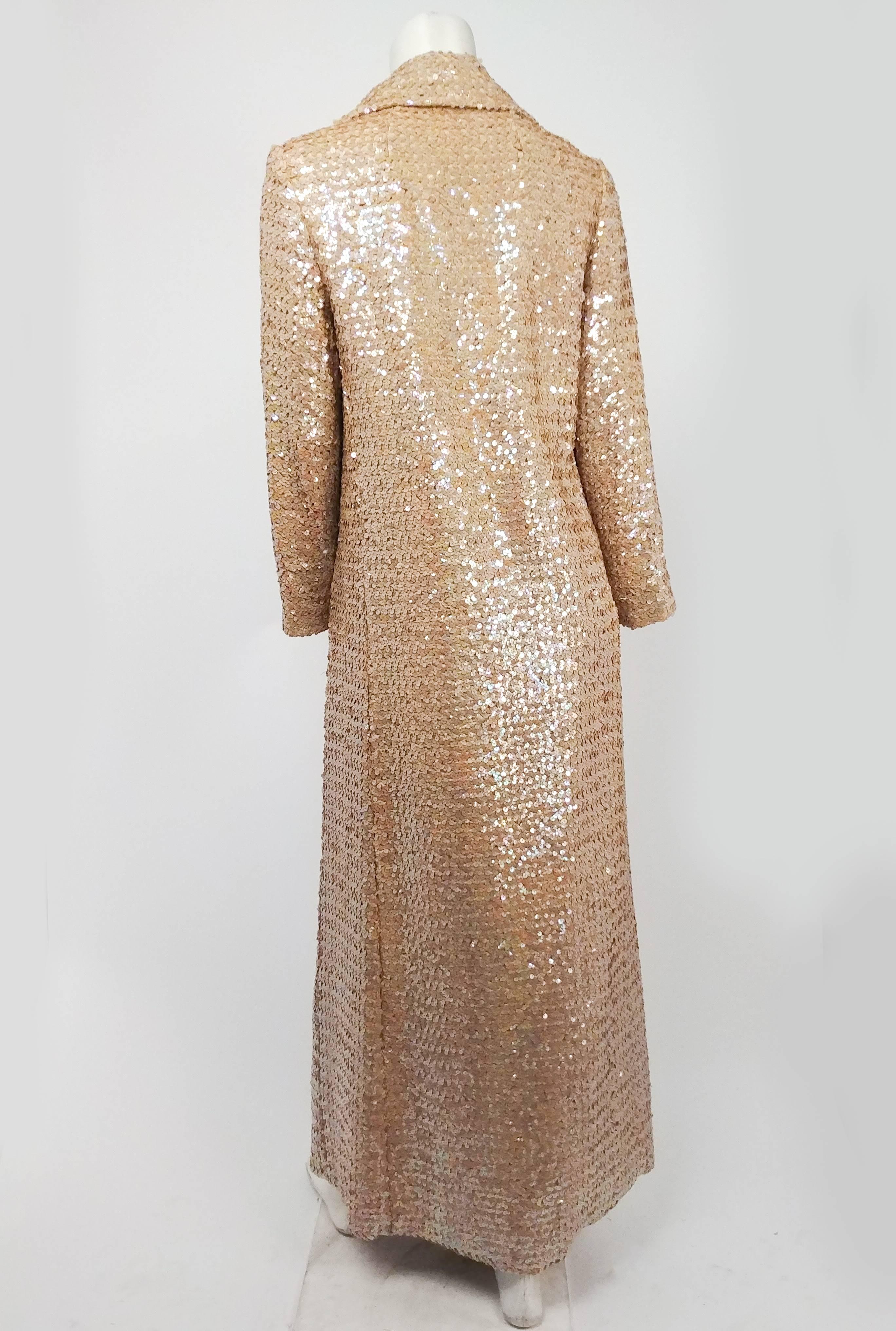 1970s Iridescent Sequin Full Length Long Coat In Excellent Condition In San Francisco, CA