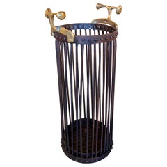1980s Iron Umbrella Stand with Bronze Handles by the Artist David Marshall