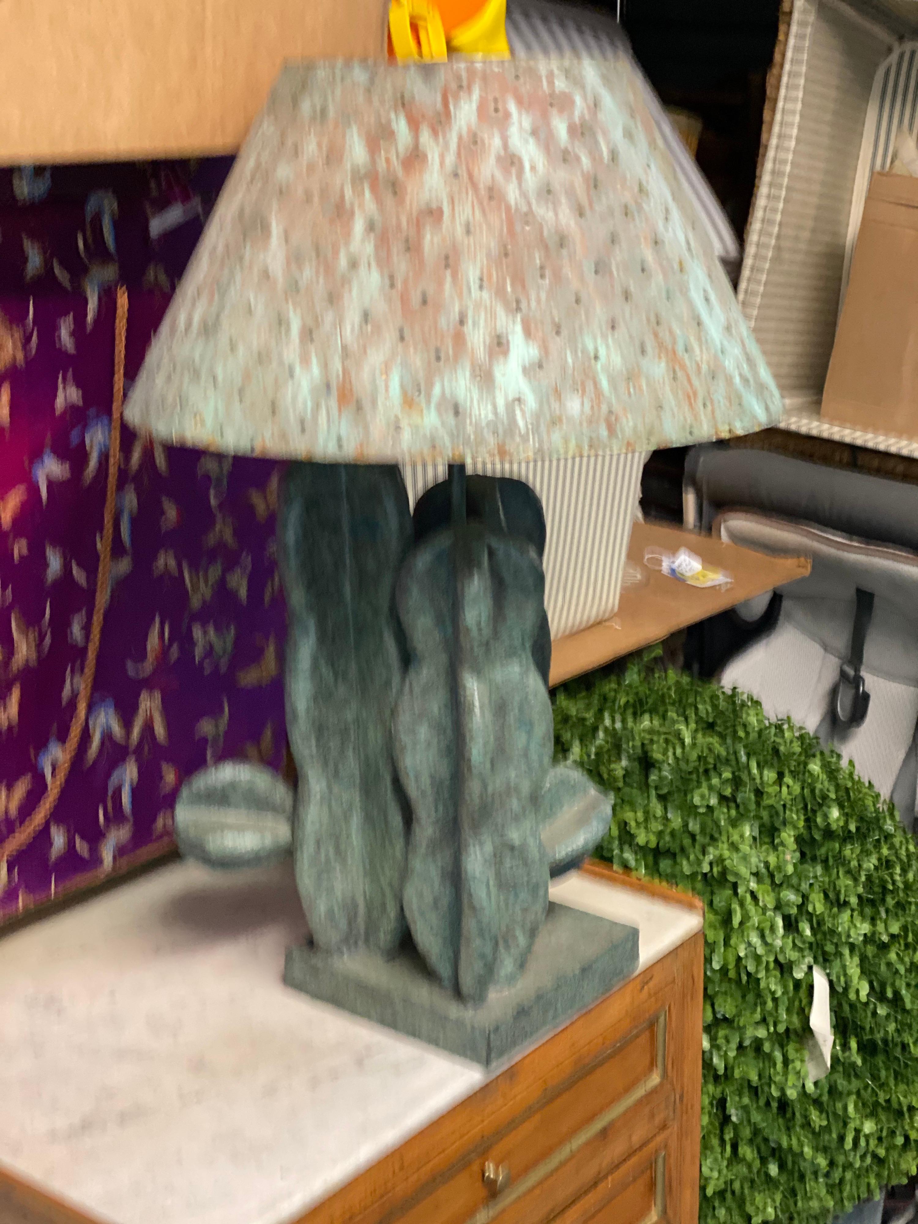 1980s Iron Verdigris Cactus Lamp For Sale 4