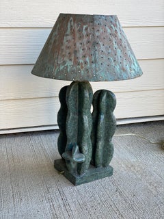 1980s Iron Verdigris Cactus Lamp