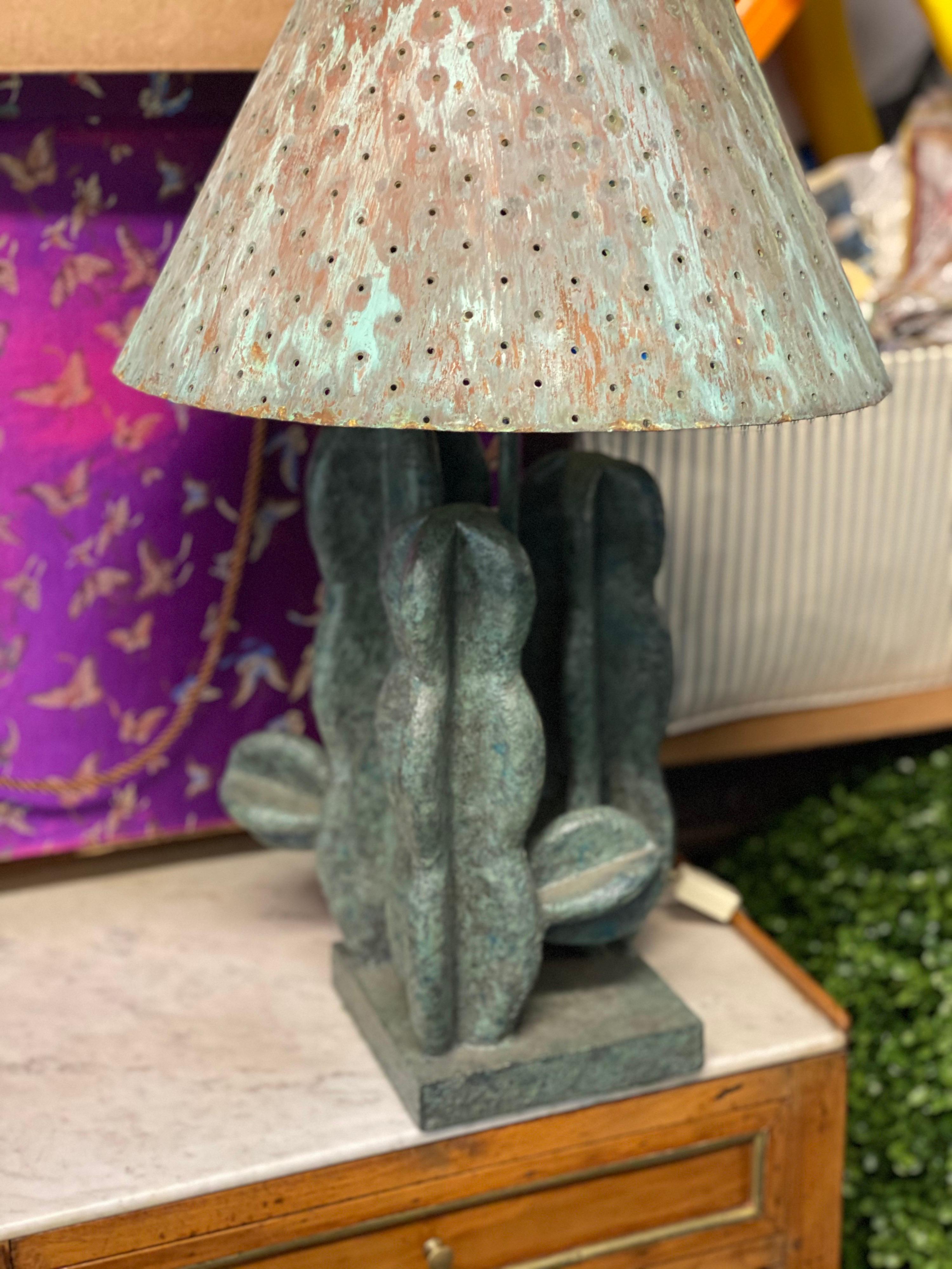 20th Century 1980s Iron Verdigris Cactus Lamp For Sale