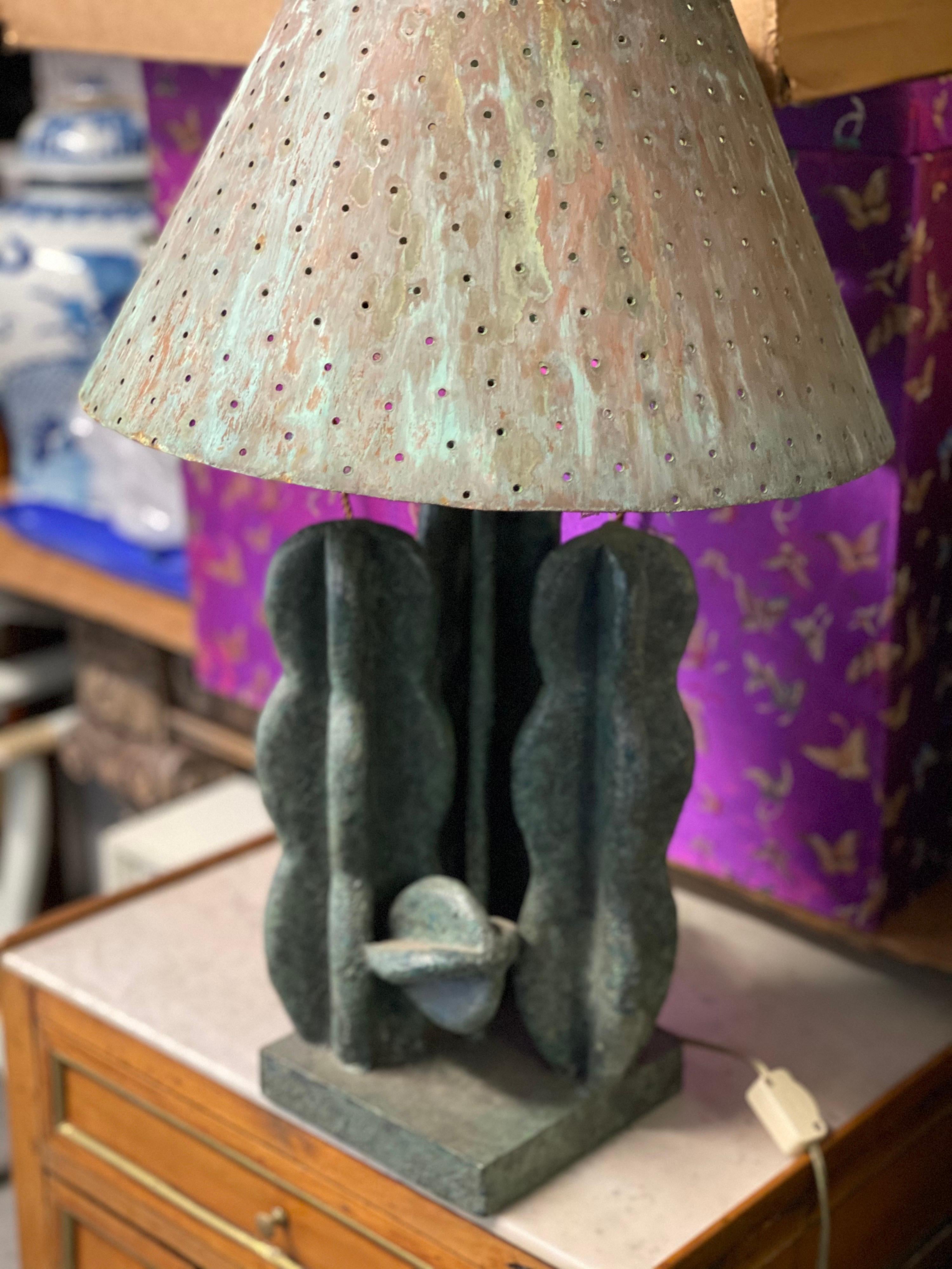 1980s Iron Verdigris Cactus Lamp For Sale 1