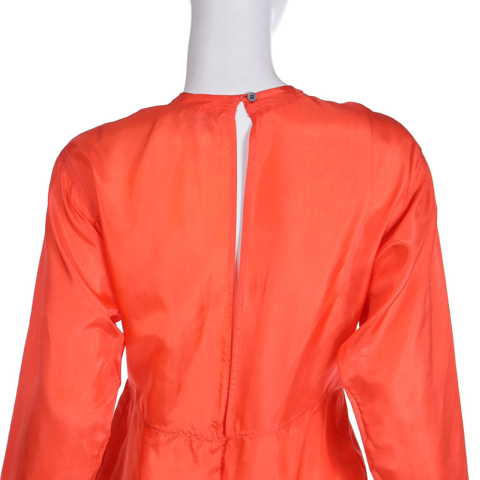 1980s Isaac Mizrahi Vintage Orange Silk One Piece Jumpsuit For Sale 1