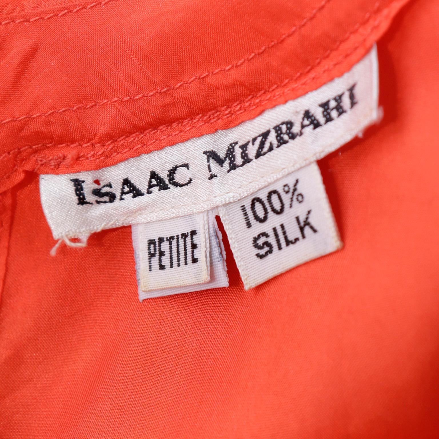 1980s Isaac Mizrahi Vintage Orange Silk One Piece Jumpsuit For Sale 2