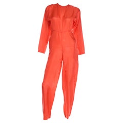 1980s Isaac Mizrahi Vintage Orange Silk One Piece Jumpsuit