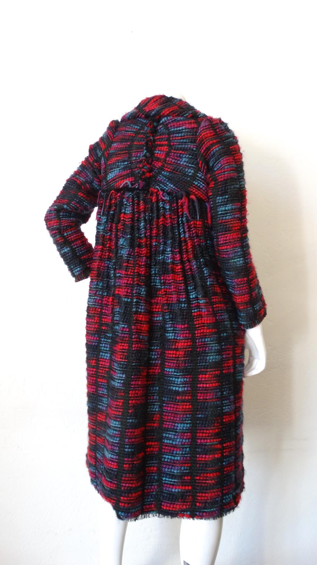 Black 1980s Isabel Toledo Handwoven Silk Coat 