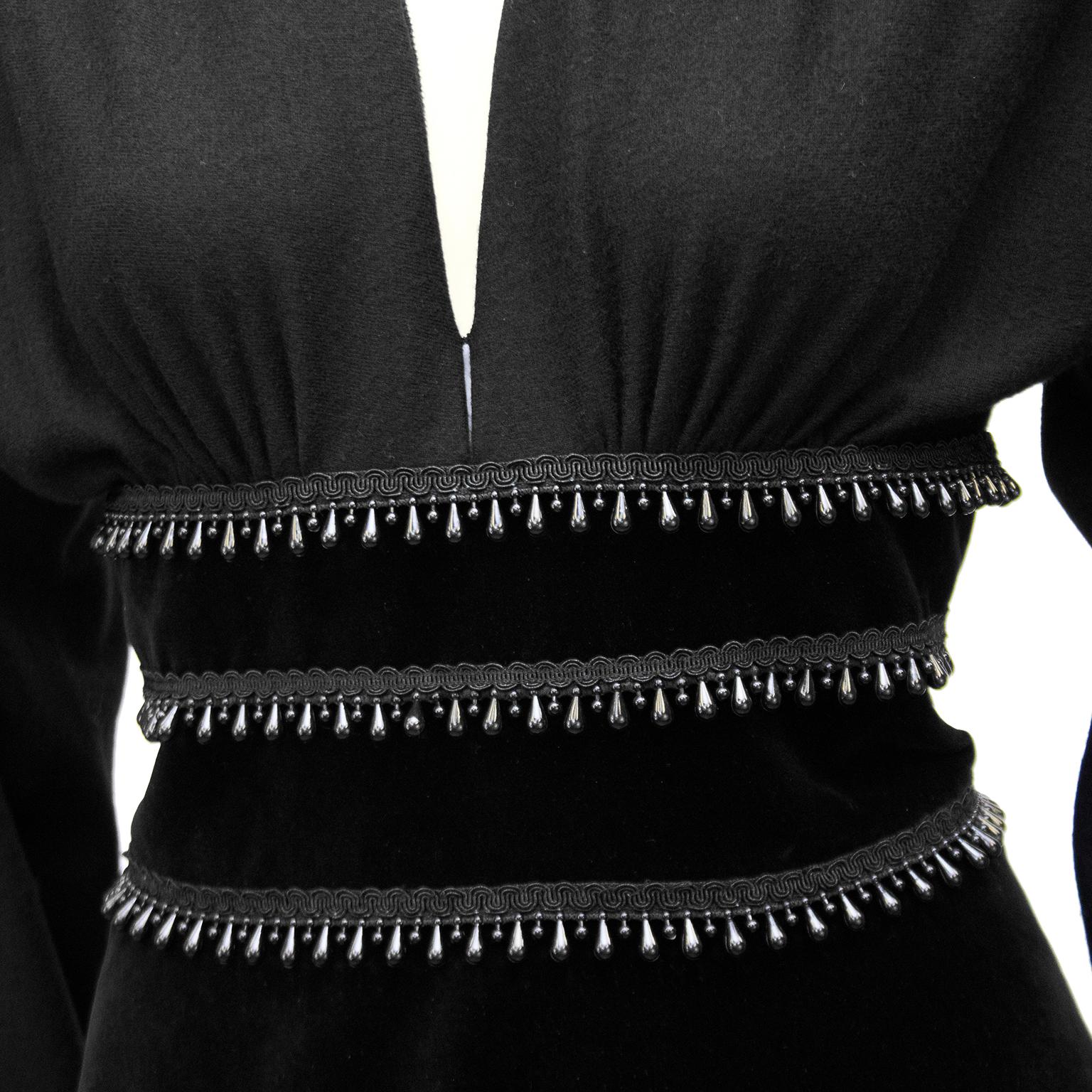 Women's 1980s Isabelle Allard Black Corset Style Cocktail Dress 
