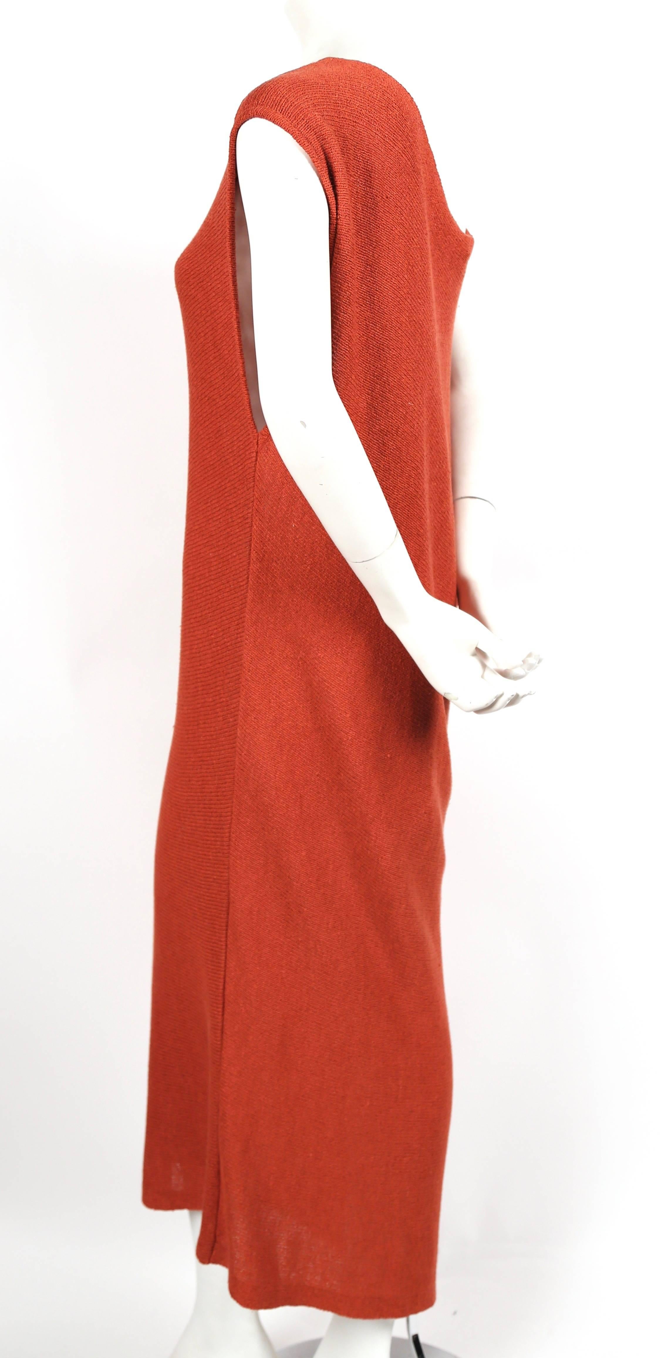 Red Issey Miyake asymmetrical knit dress, 1980s 