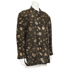 1980s Issey Miyake Brown Printed Silk Jacket
