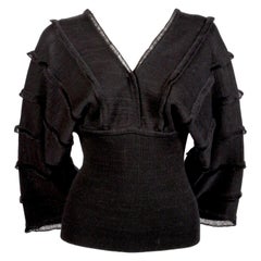 1980's ISSEY MIYAKE charcoal black draped sweater