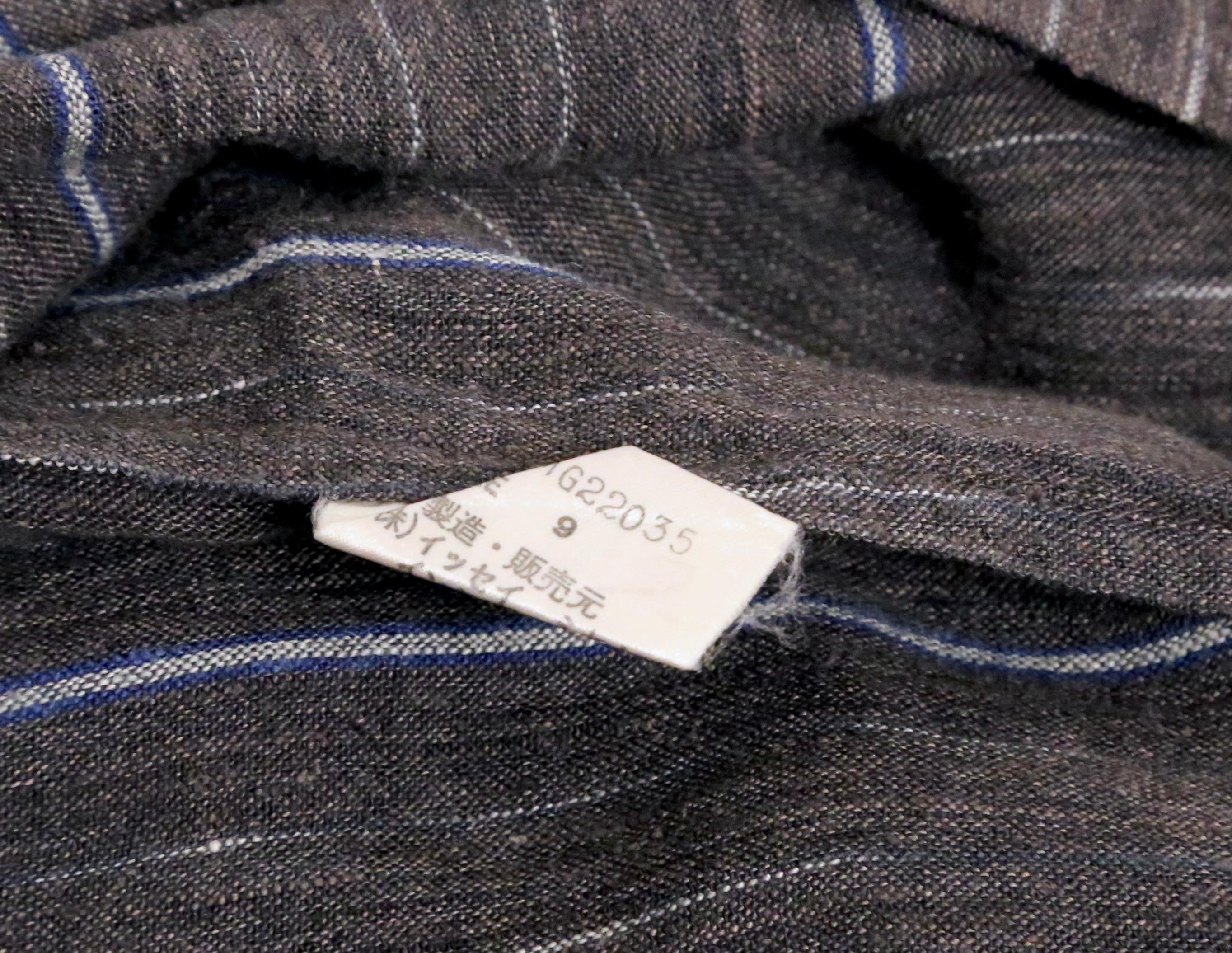 1980's ISSEY MIYAKE charcoal grey IKAT woven wrap dress For Sale 5