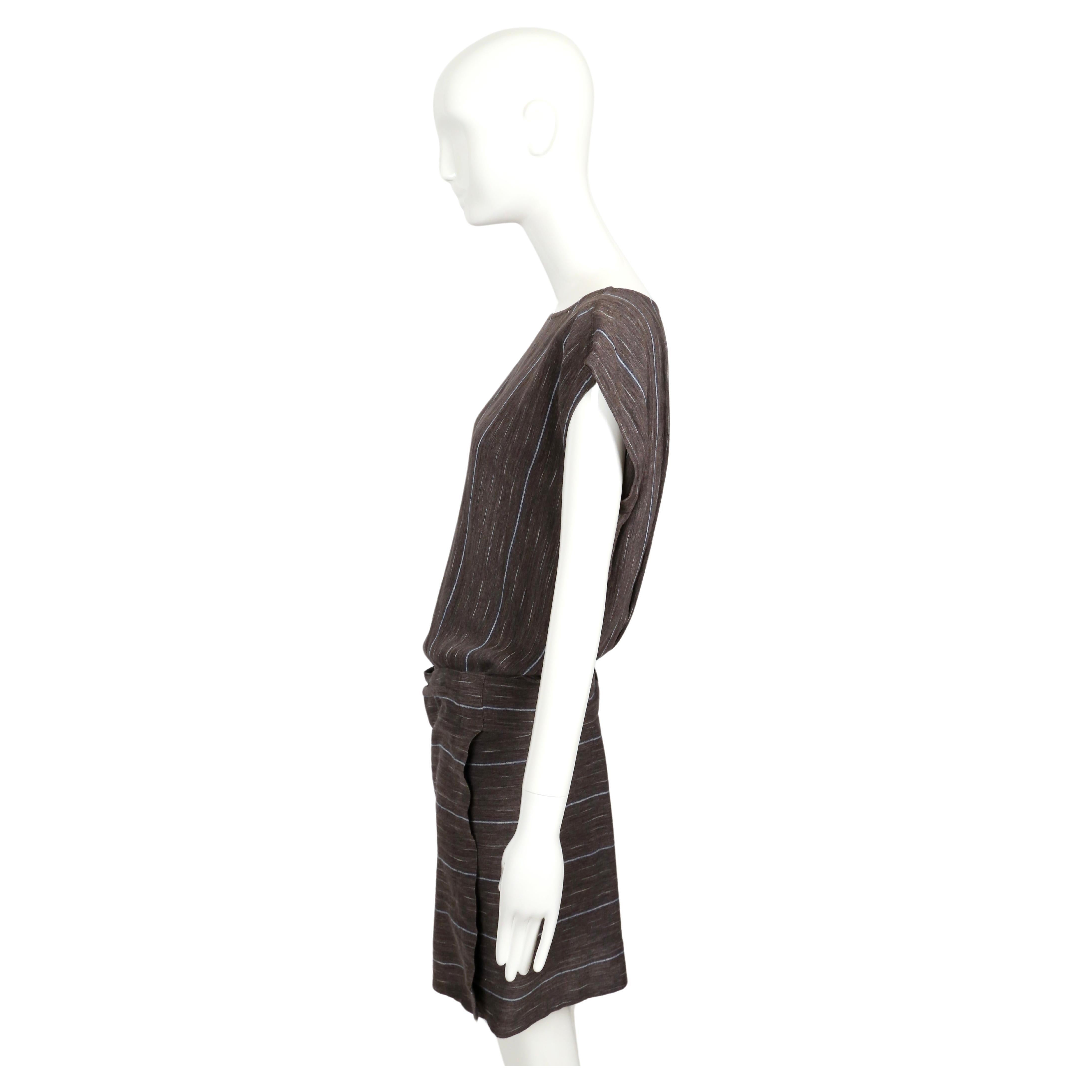1980's ISSEY MIYAKE charcoal grey IKAT woven wrap dress For Sale 1