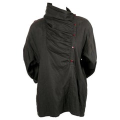 1980
s ISSEY MIYAKE cotton shirt with draped neckline 
asymmetrical closure