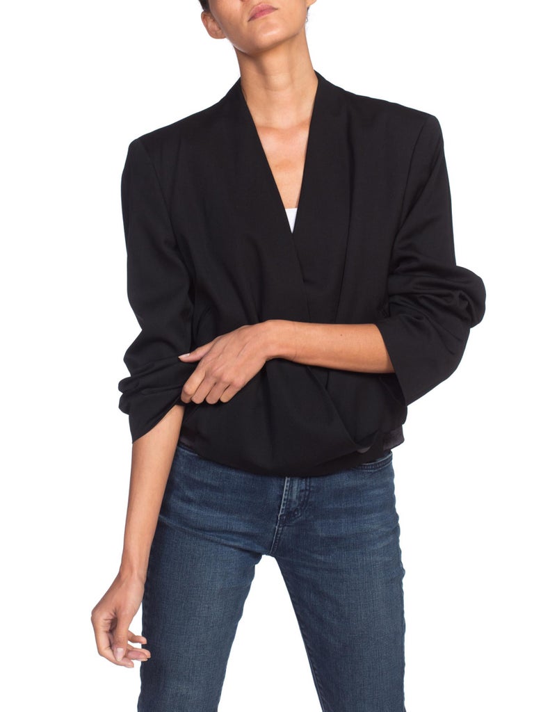 1980's Issey Miyake Cropped Wrap Blazer Jacket For Sale at 1stdibs