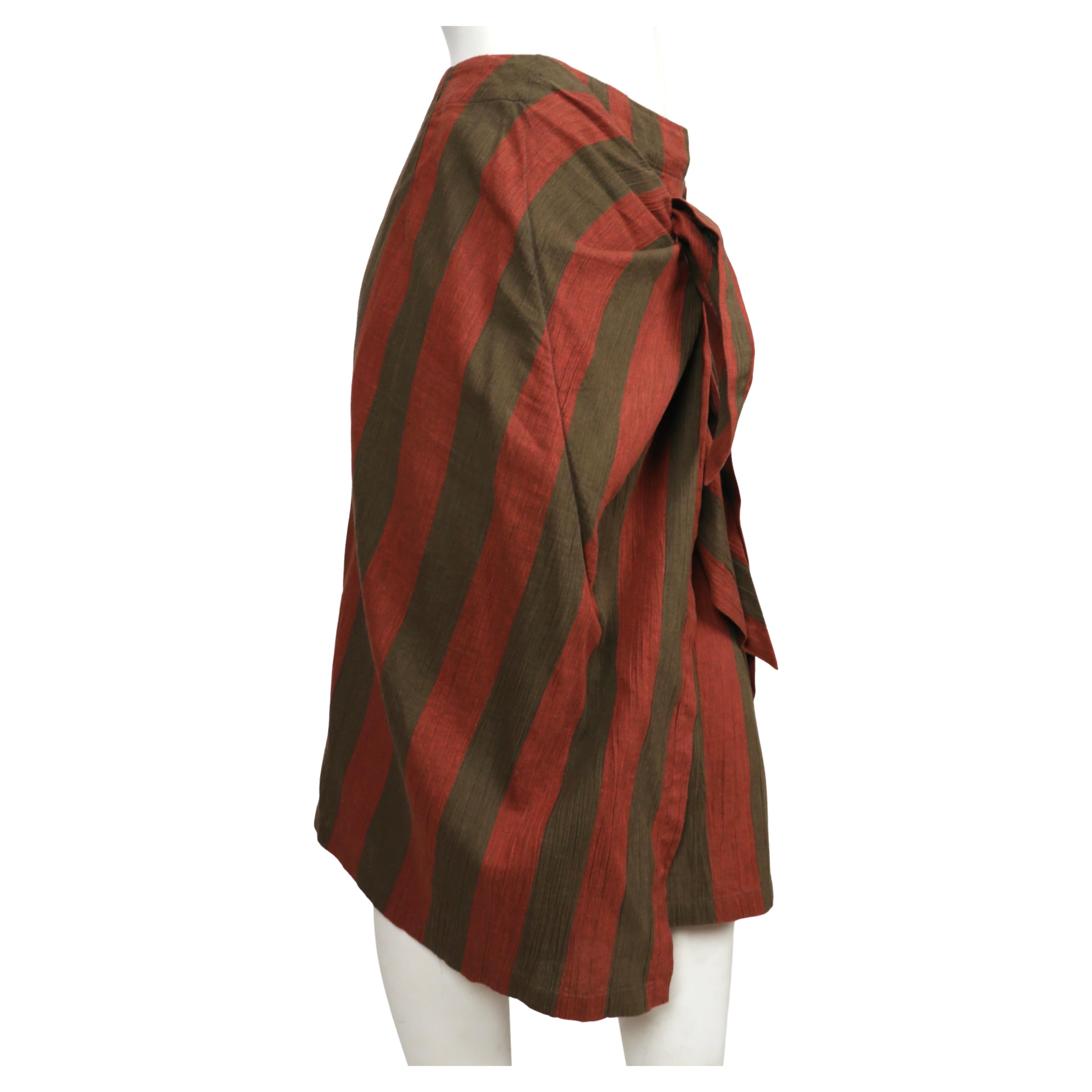 1980's ISSEY MIYAKE draped striped linen skirt In Excellent Condition For Sale In San Fransisco, CA