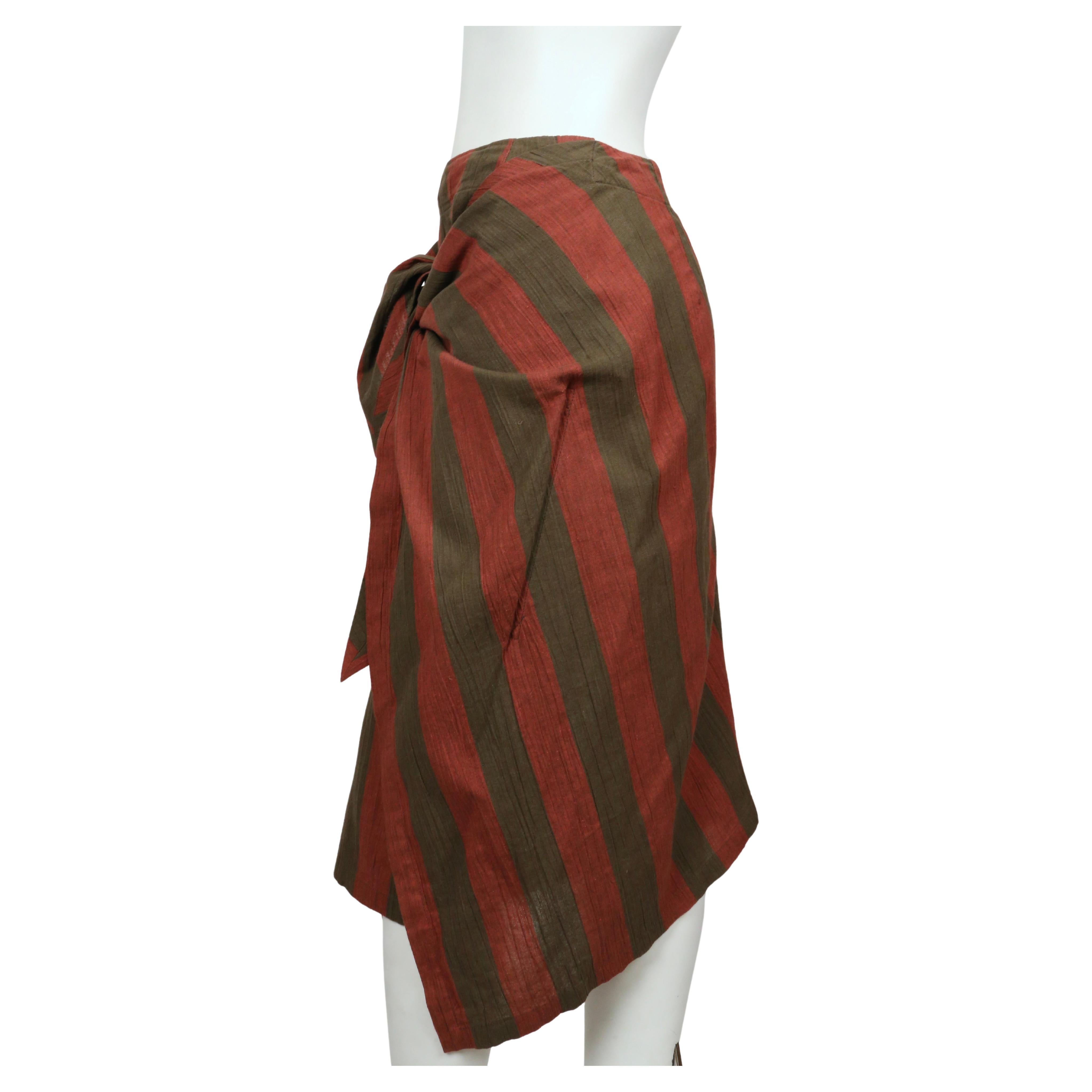 Women's or Men's 1980's ISSEY MIYAKE draped striped linen skirt For Sale
