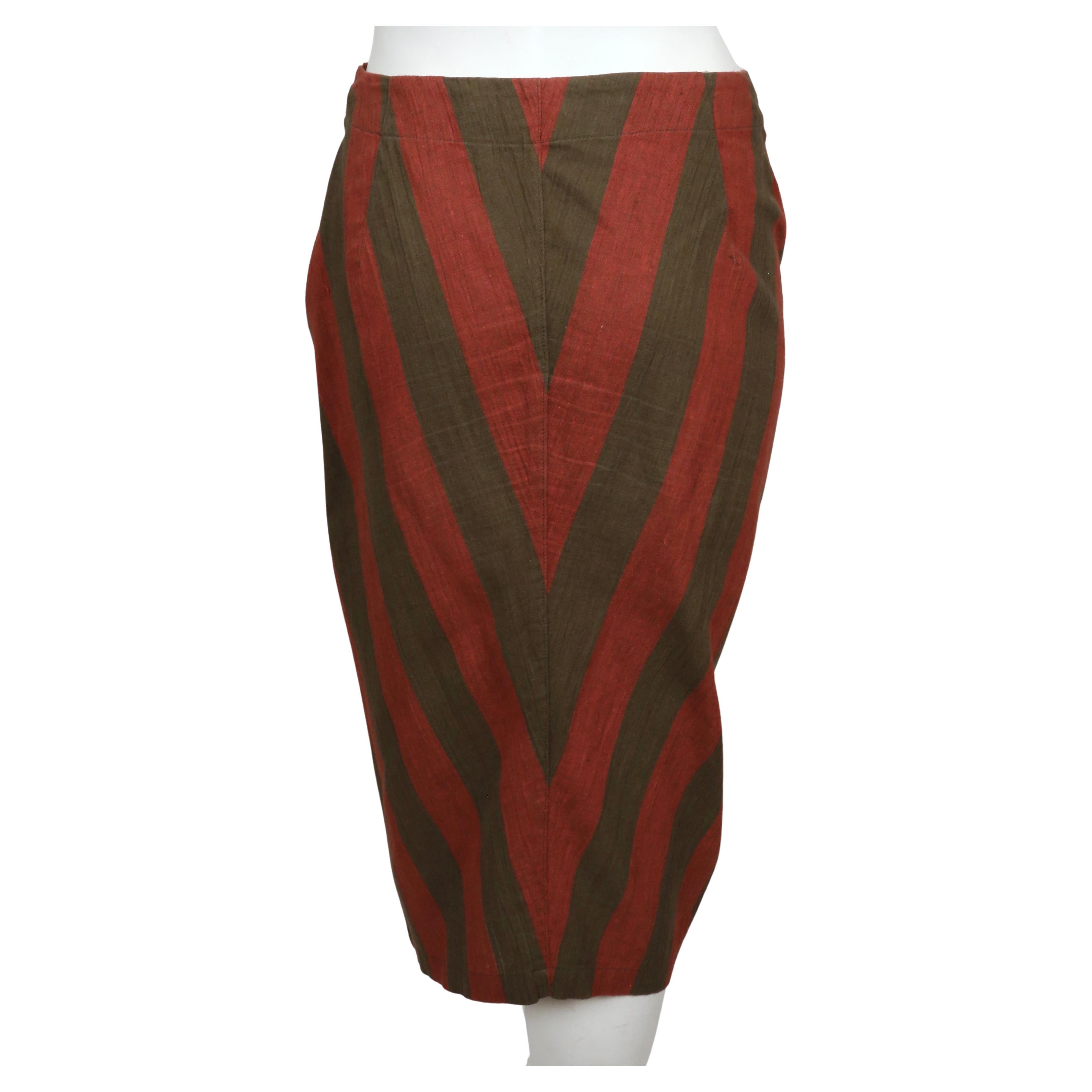 1980's ISSEY MIYAKE draped striped linen skirt For Sale 1