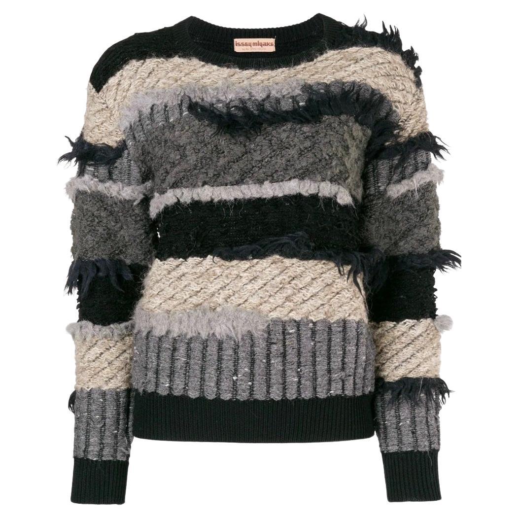 1980s Issey Miyake frayed striped jumper For Sale