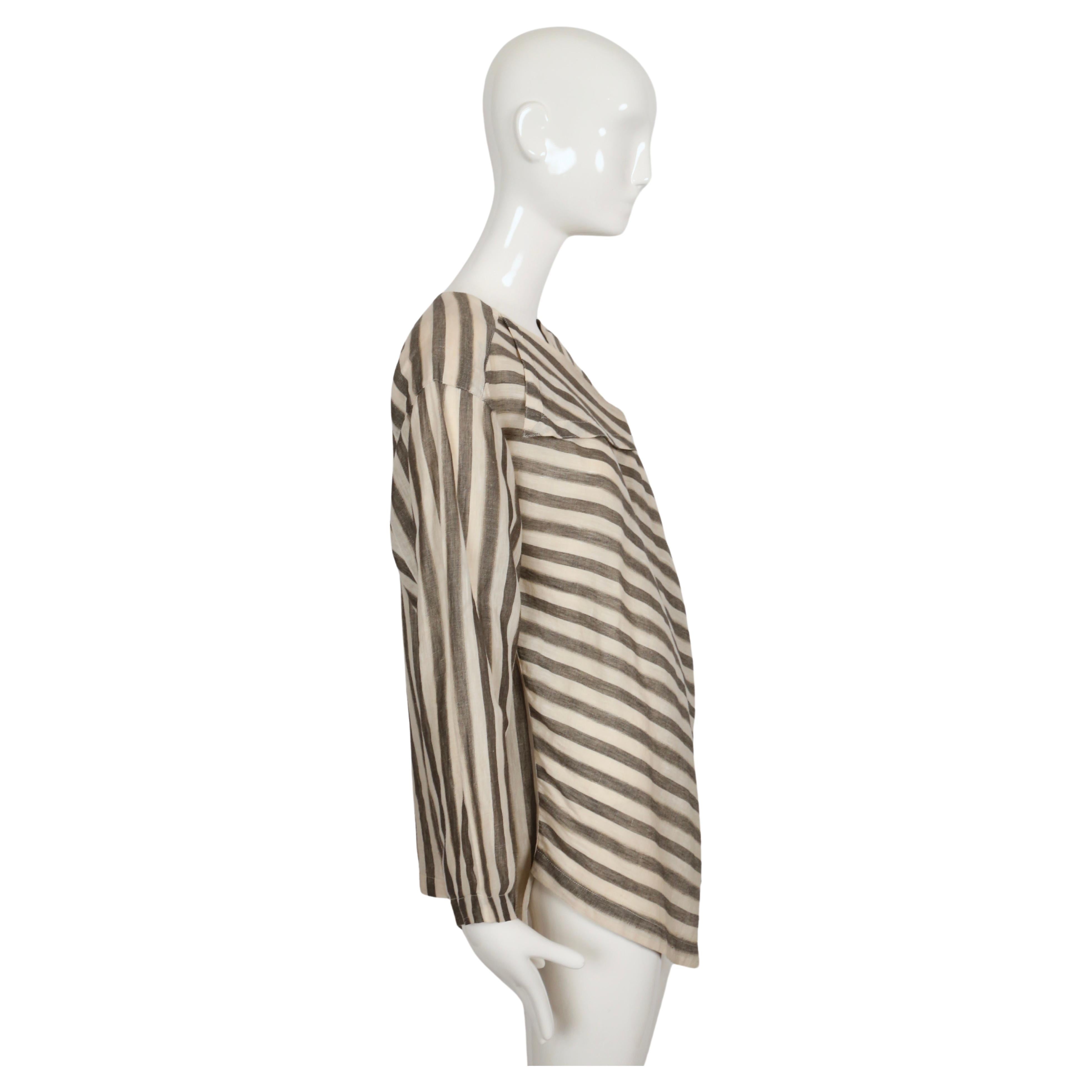 1980's ISSEY MIYAKE lightweight striped cotton tunic top In Good Condition For Sale In San Fransisco, CA