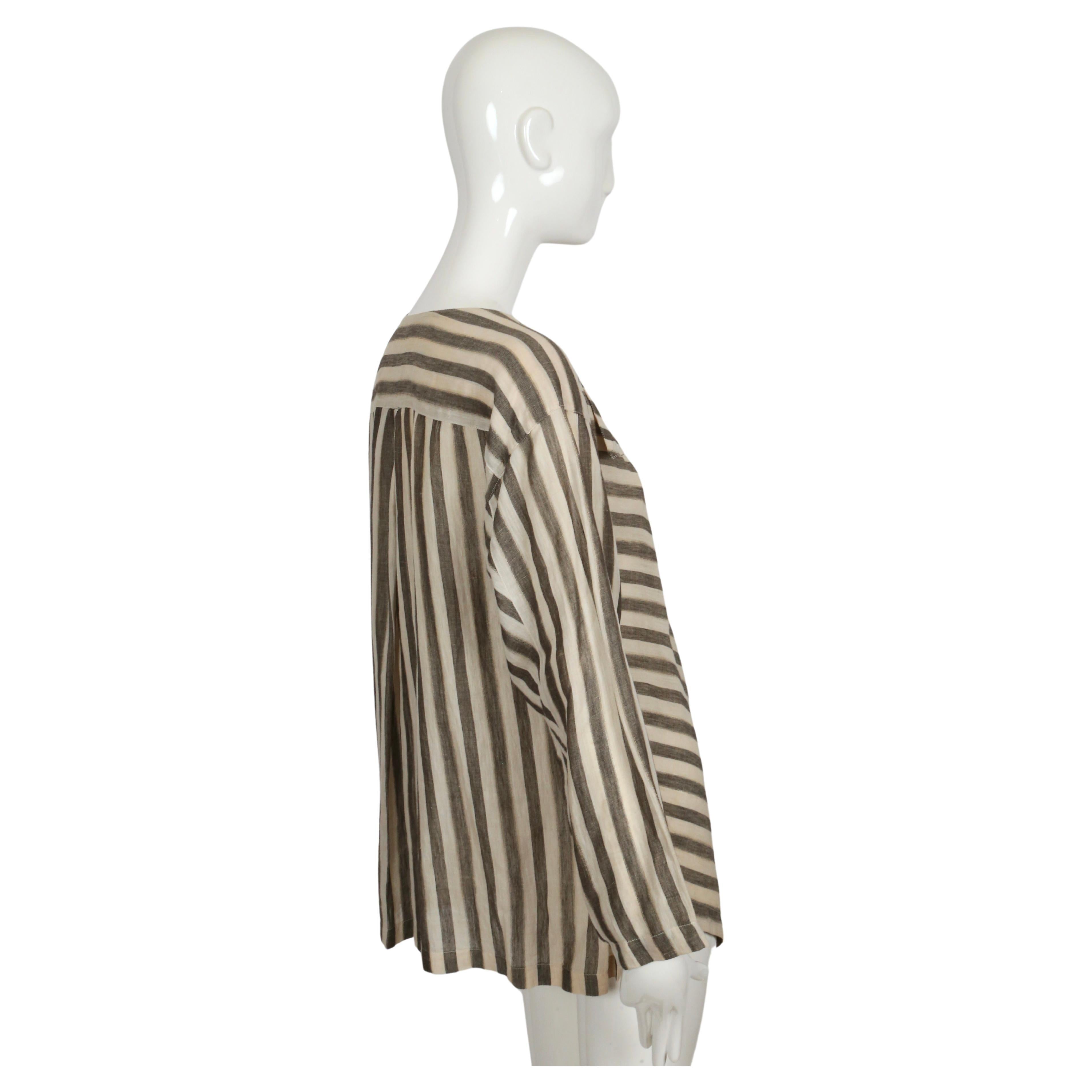 Women's or Men's 1980's ISSEY MIYAKE lightweight striped cotton tunic top For Sale