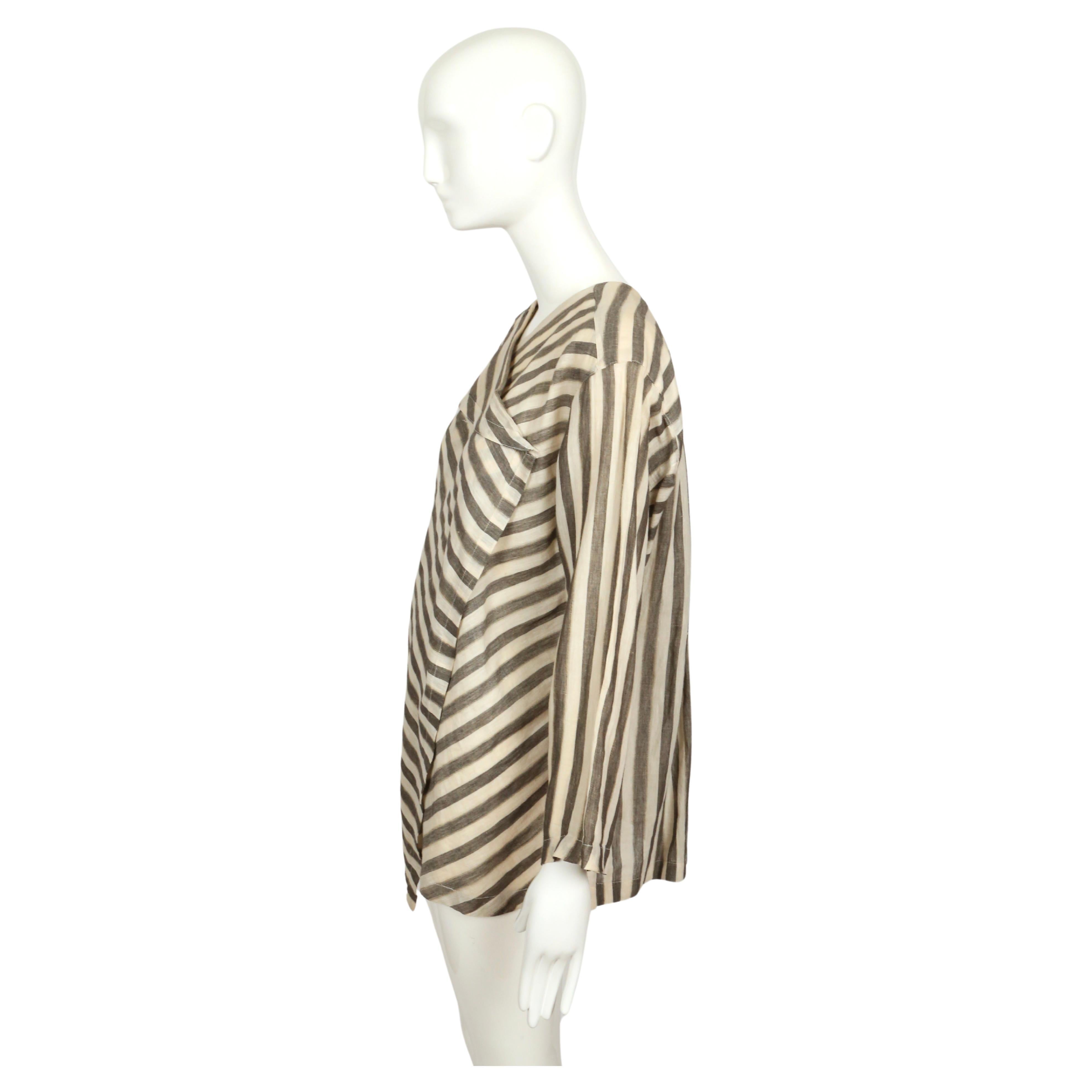 1980's ISSEY MIYAKE lightweight striped cotton tunic top For Sale 1