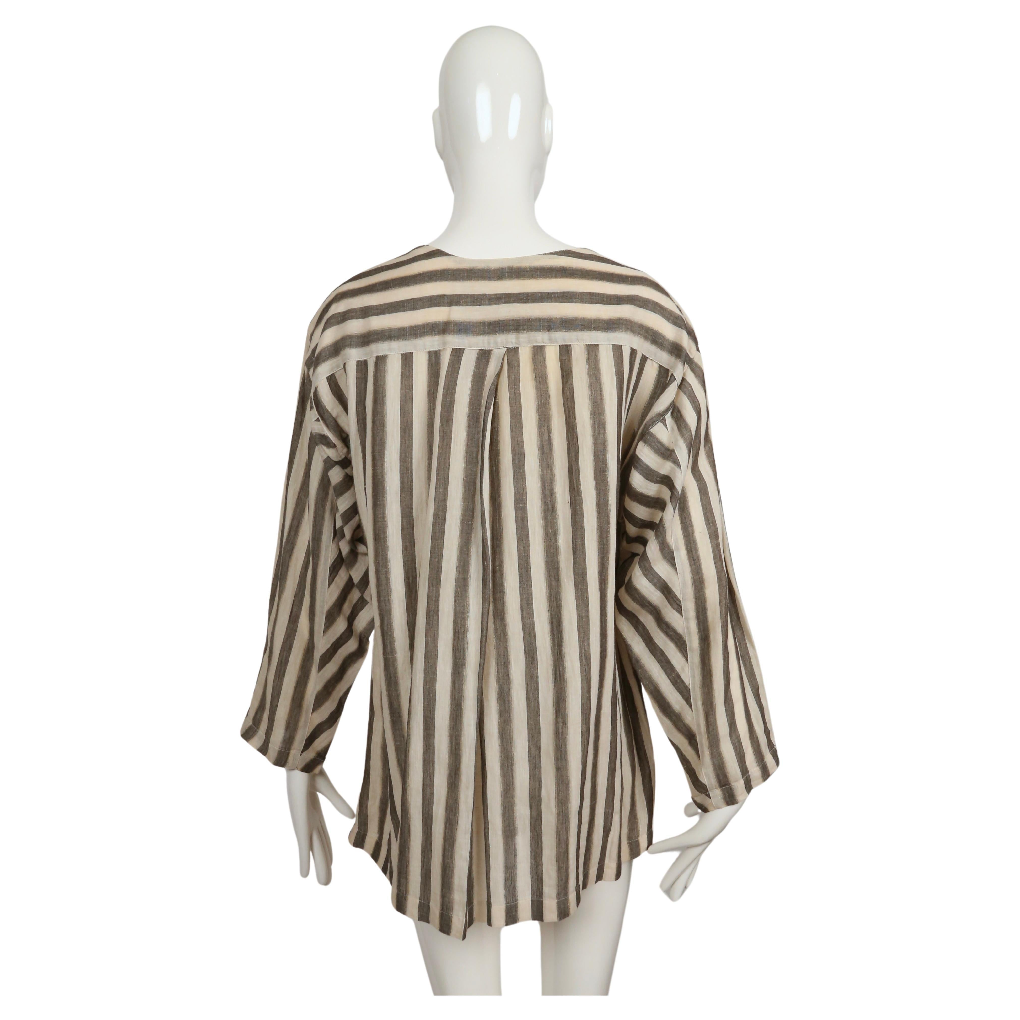 1980's ISSEY MIYAKE lightweight striped cotton tunic top For Sale 2