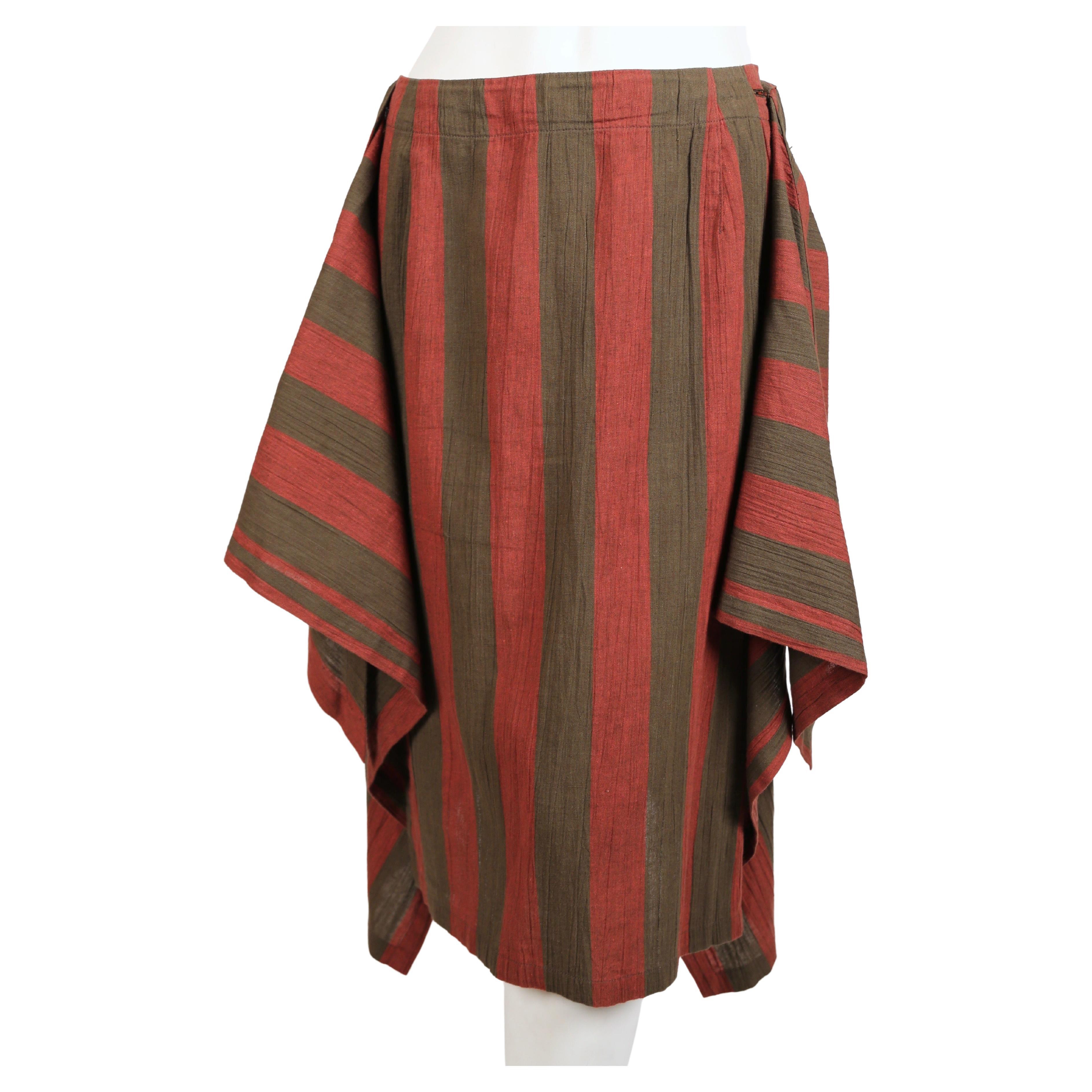 1980's ISSEY MIYAKE linen jacket and striped skirt For Sale 1