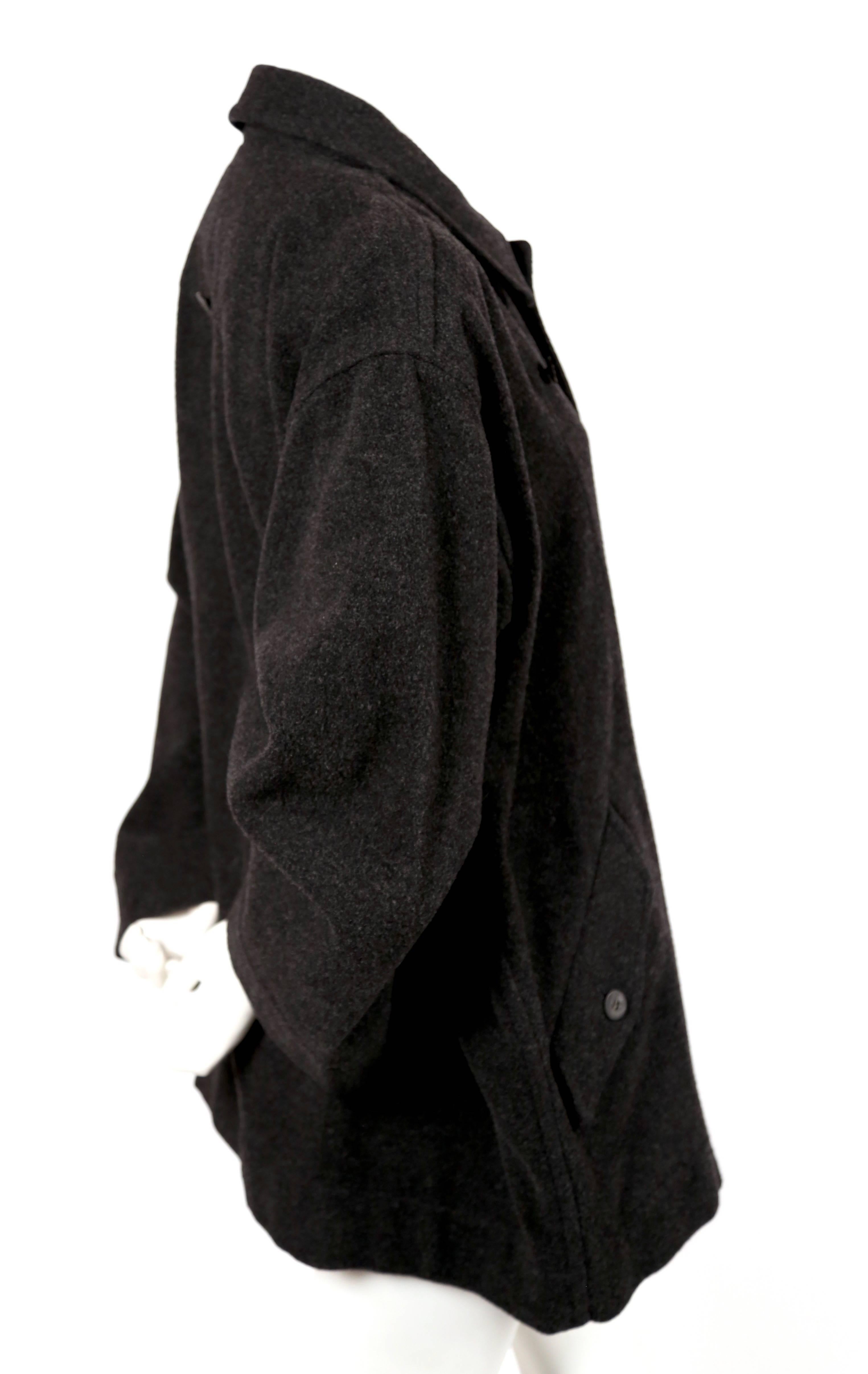 1980's ISSEY MIYAKE PLANTATION charcoal wool coat with scarf 3