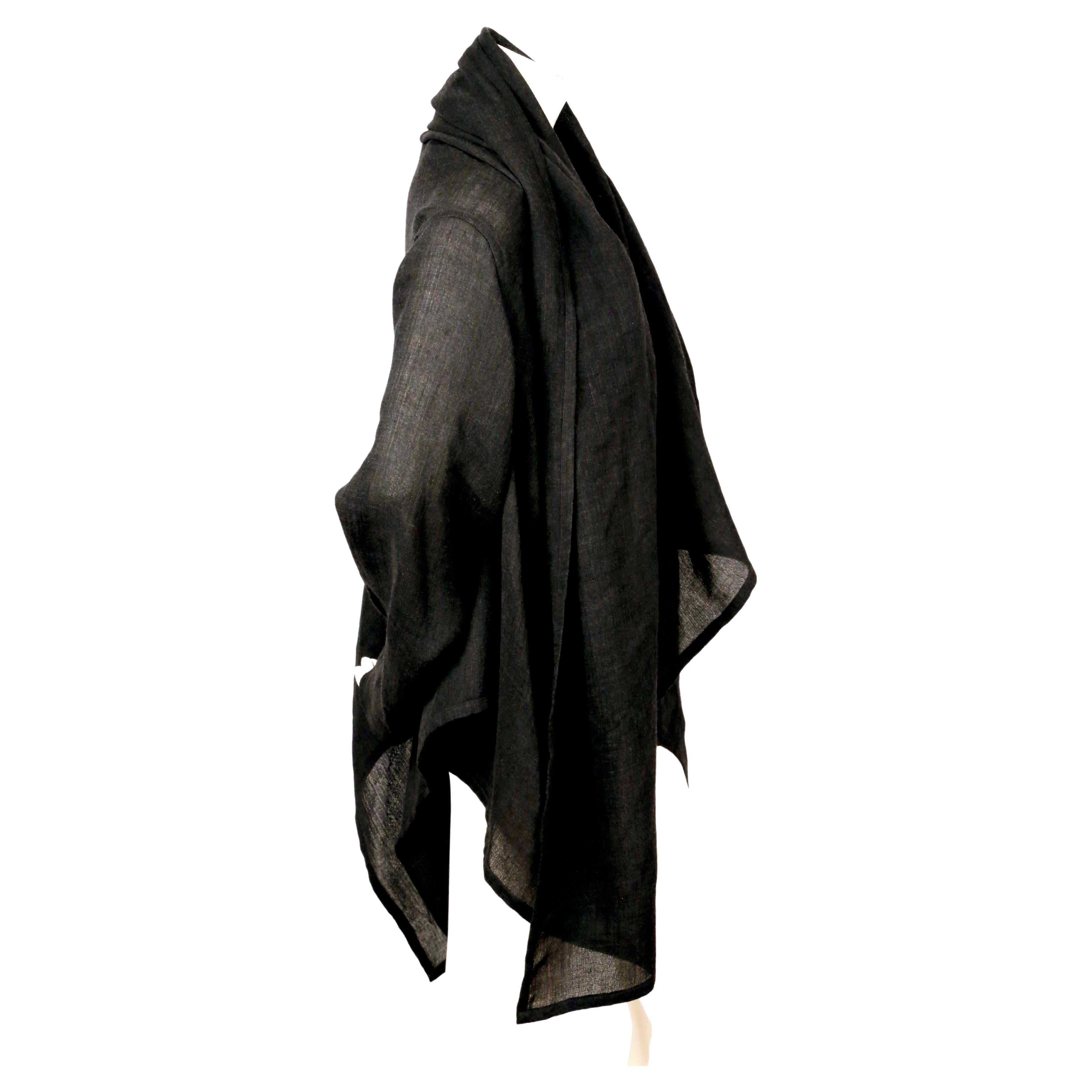 Black 1980's ISSEY MIYAKE Plantation charcoal wool draped wrap jacket