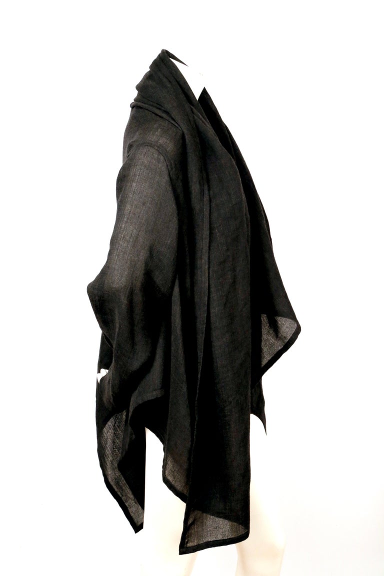 Women's or Men's 1980's ISSEY MIYAKE Plantation charcoal wool draped wrap jacket For Sale