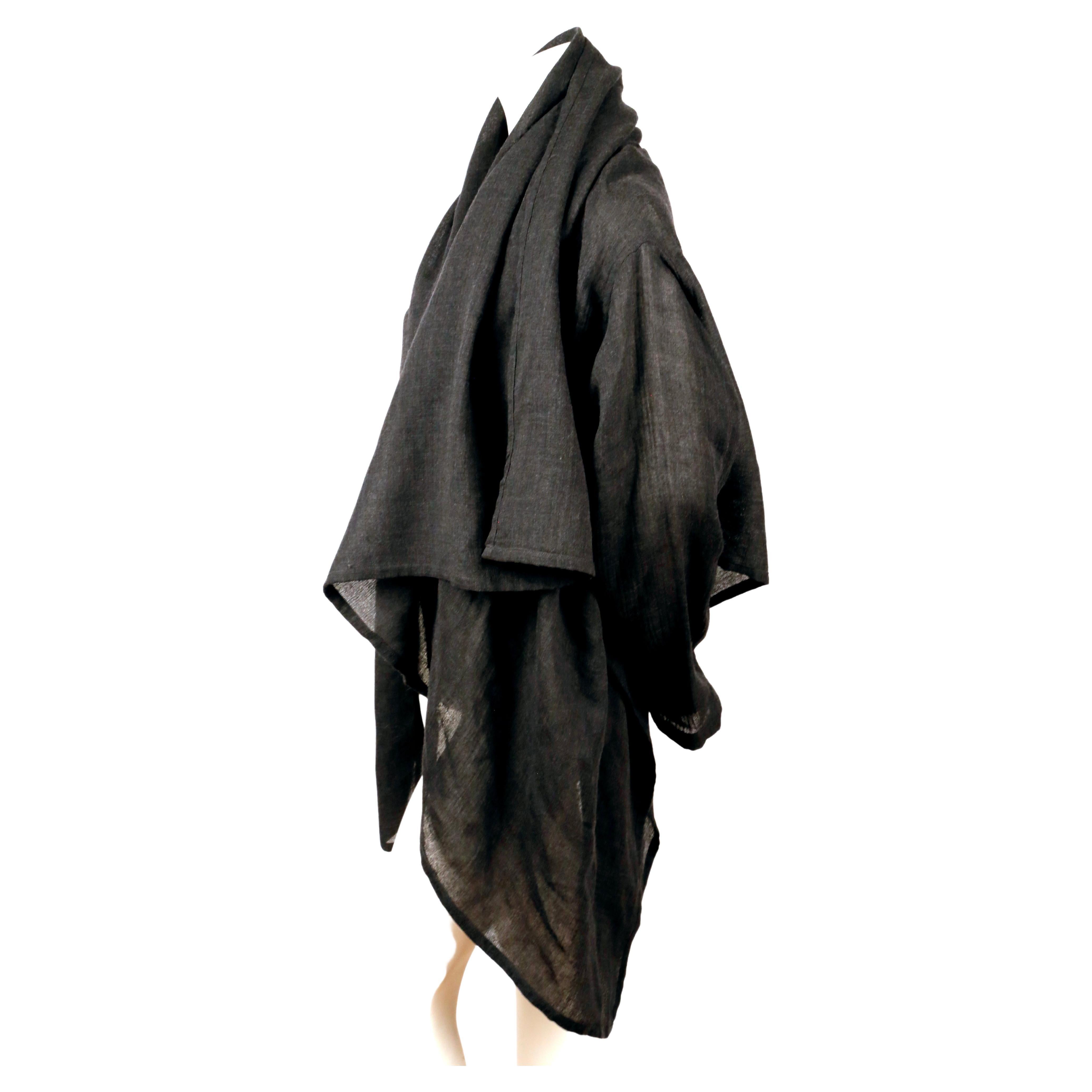 1980's ISSEY MIYAKE Plantation charcoal wool draped wrap jacket 1