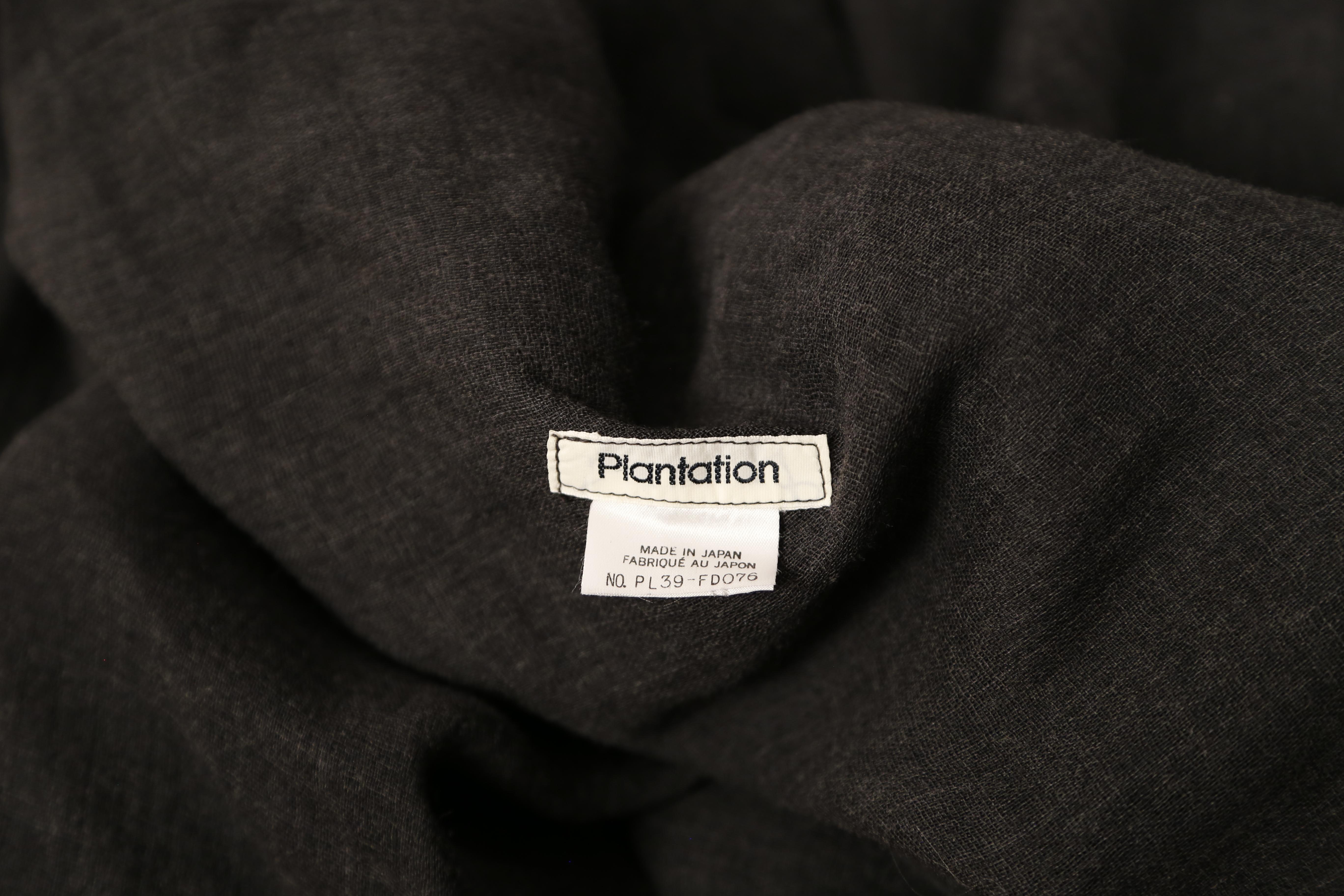 1980's ISSEY MIYAKE Plantation charcoal wool draped wrap jacket 3