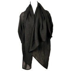 1980's ISSEY MIYAKE Plantation charcoal wool draped wrap jacket